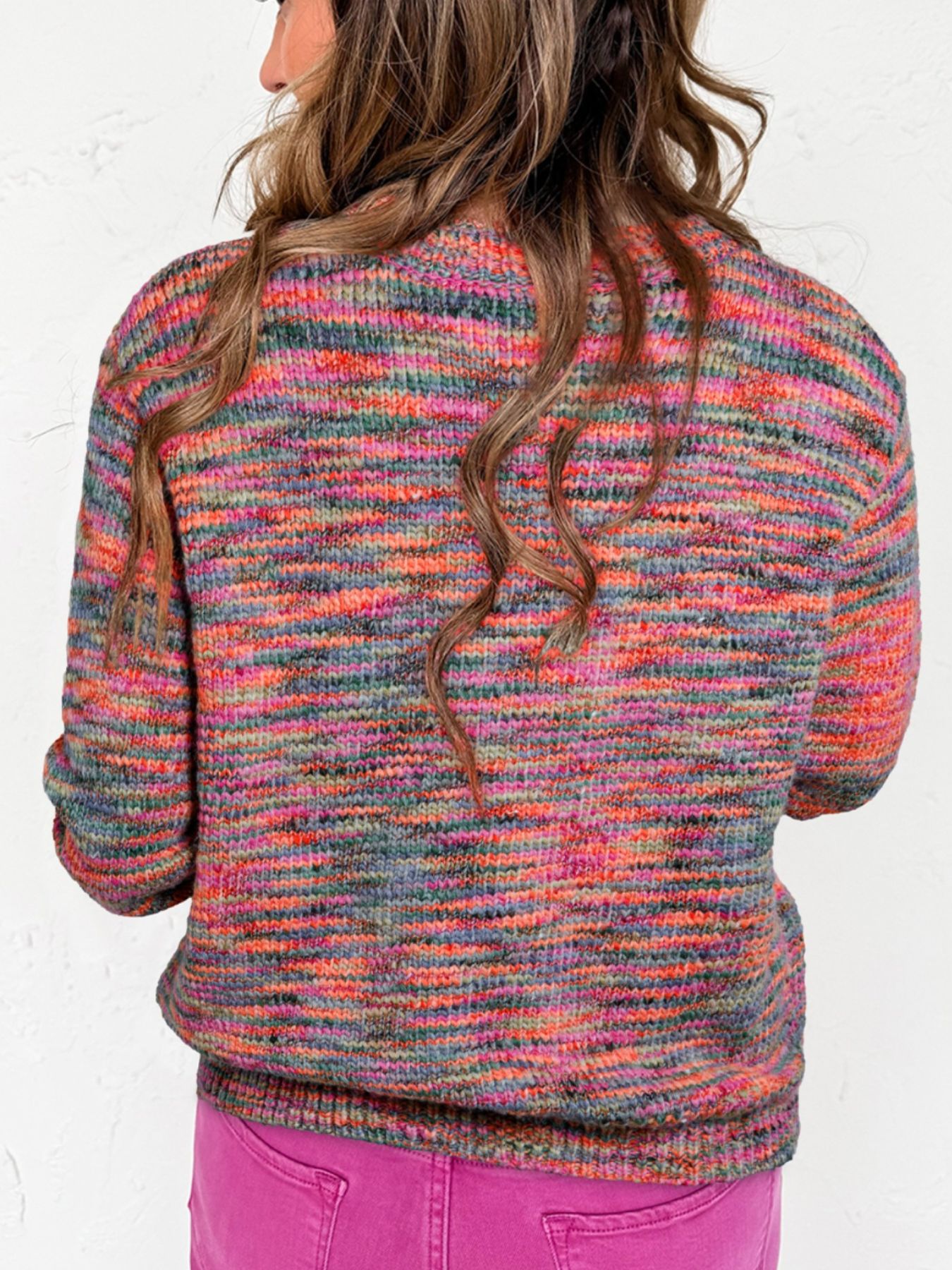 Space Dye Yarn Crew Neck Sweater