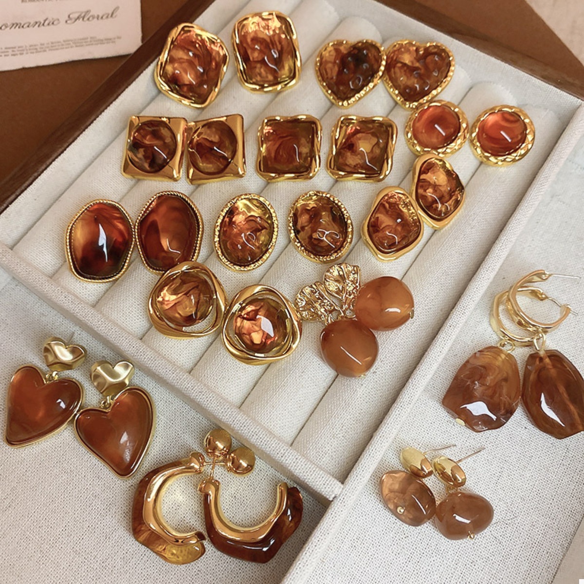 18K Gold-Plated Alloy Resin Geometric Earrings