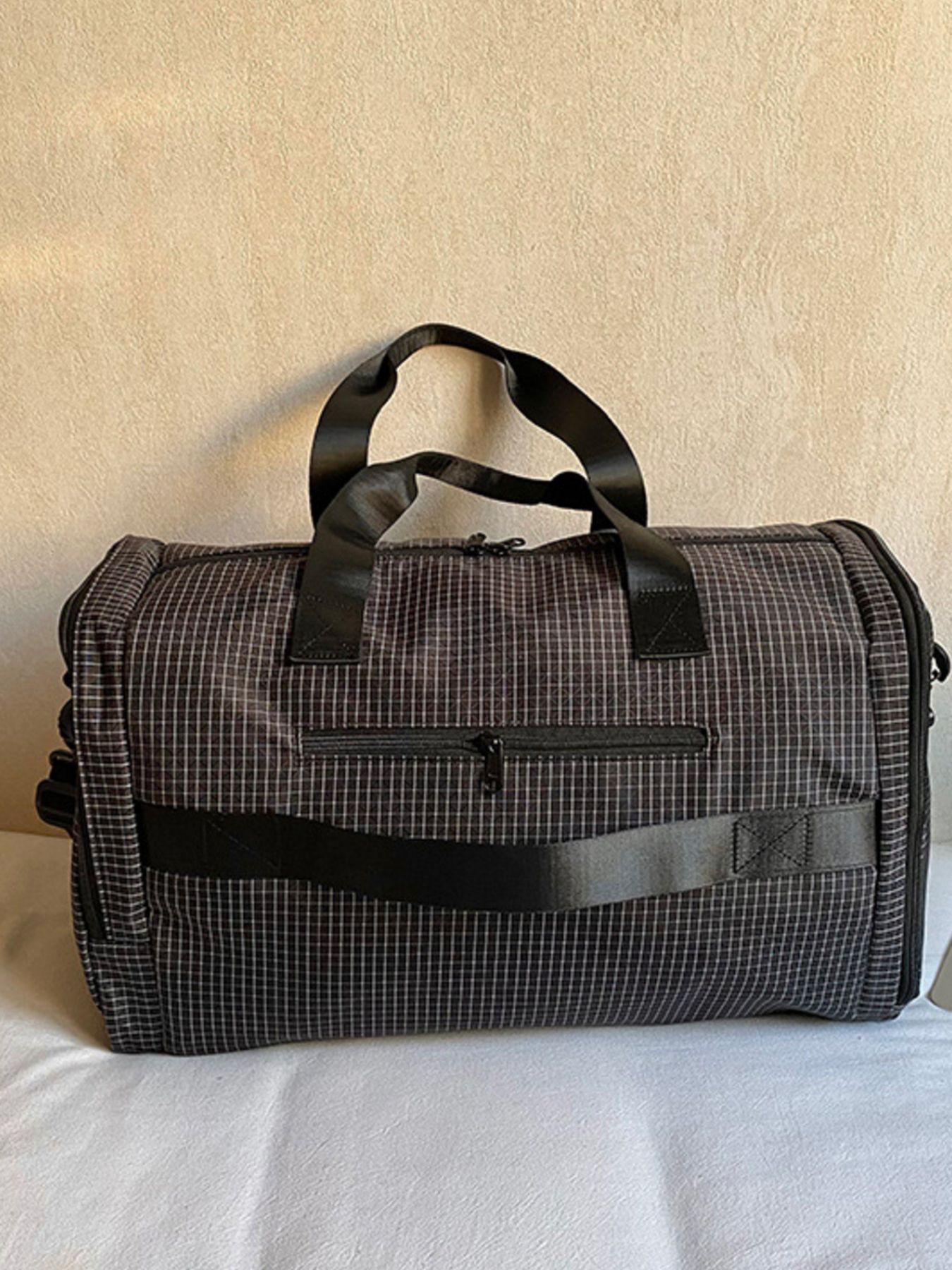 Plaid Duffel Bag with Multiple Pockets 4