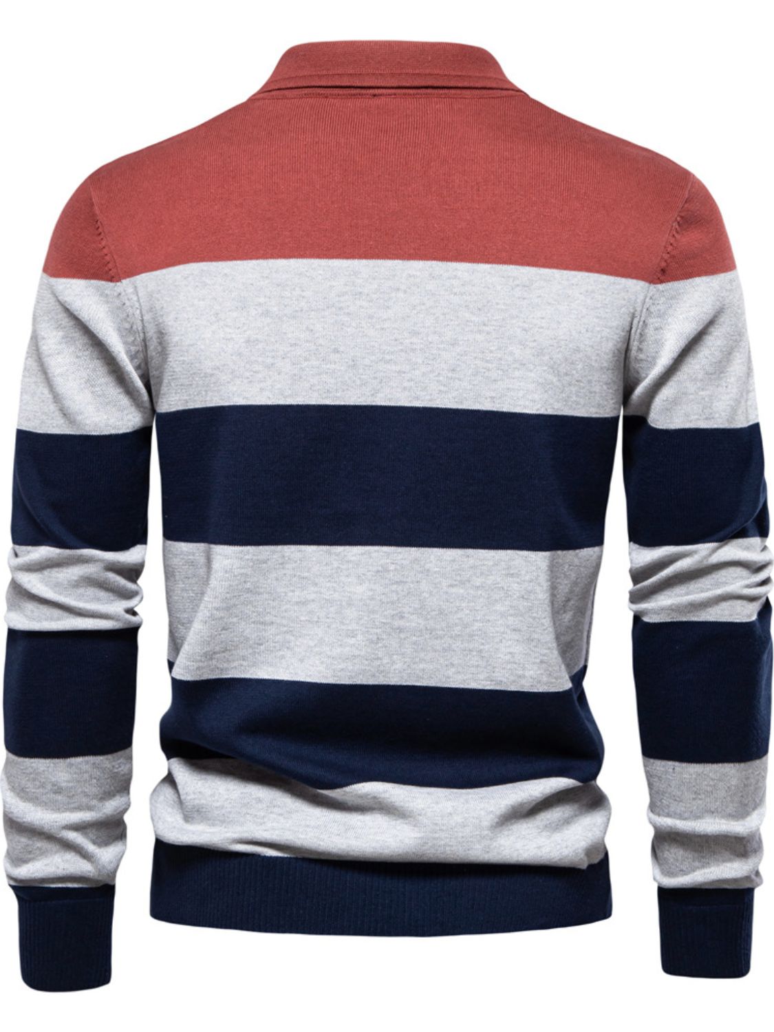 Men's Striped Long Sleeve Knit Polo