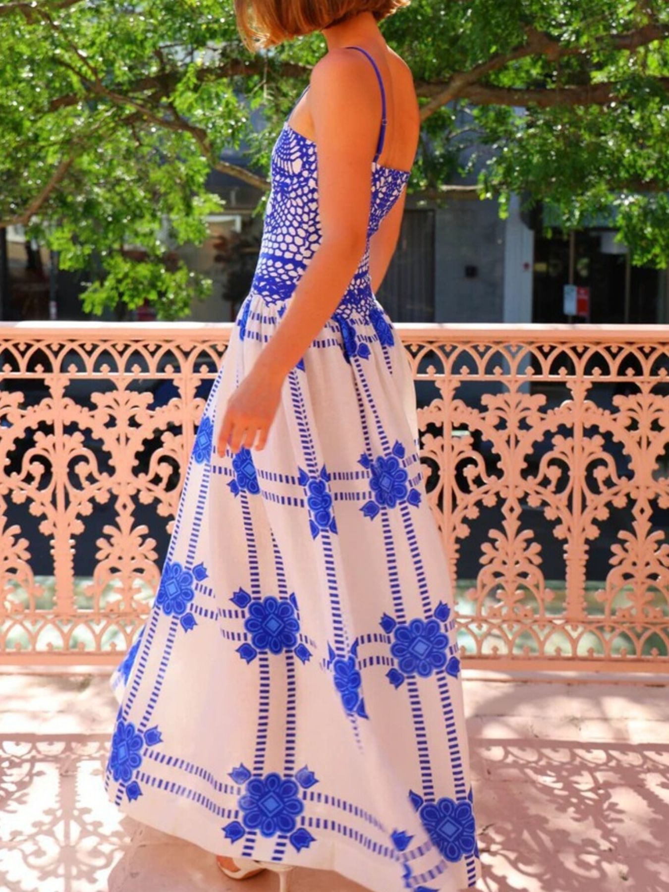 Printed Square Neck Maxi Cami Dress