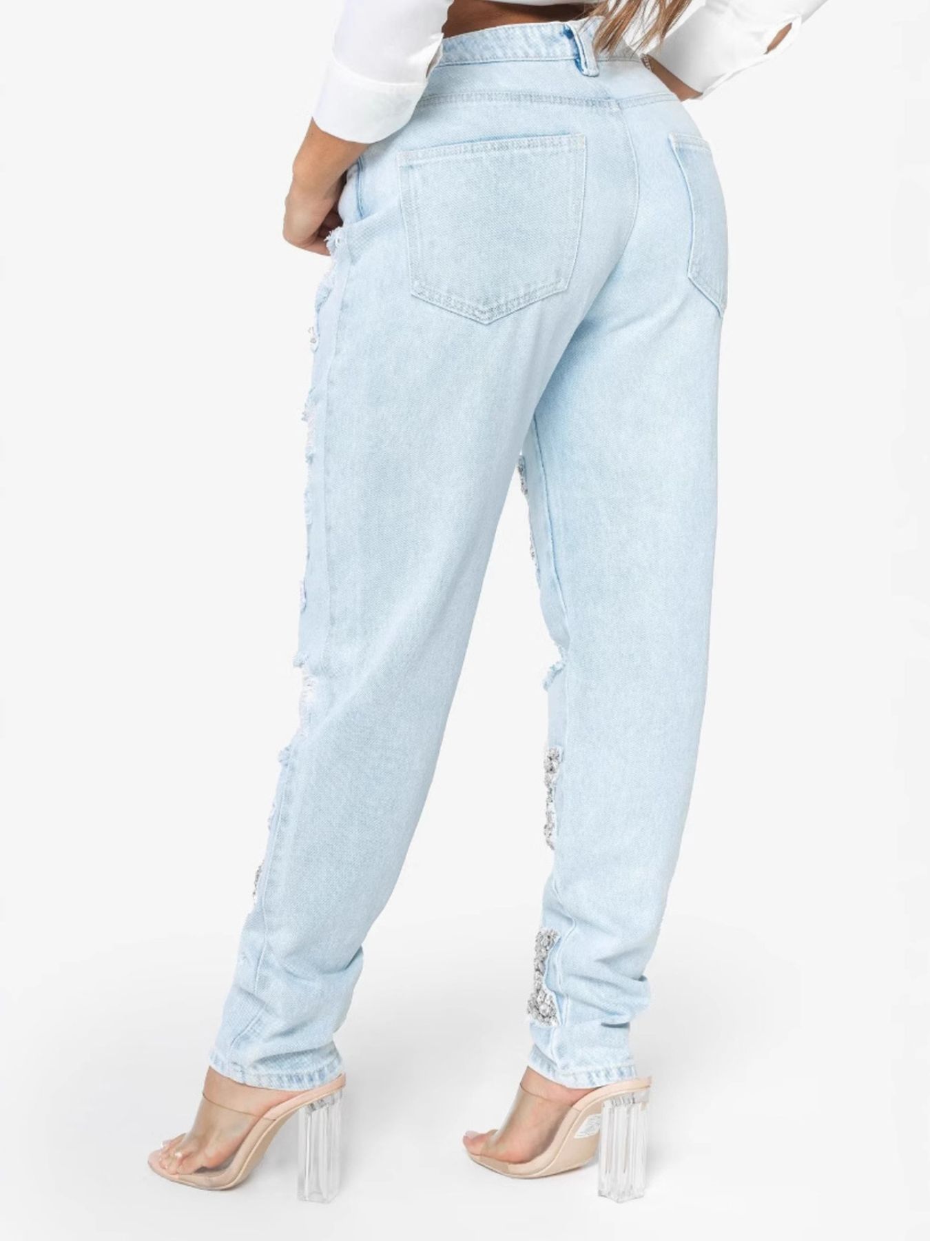 Distressed Star Wash Boyfriend Jeans