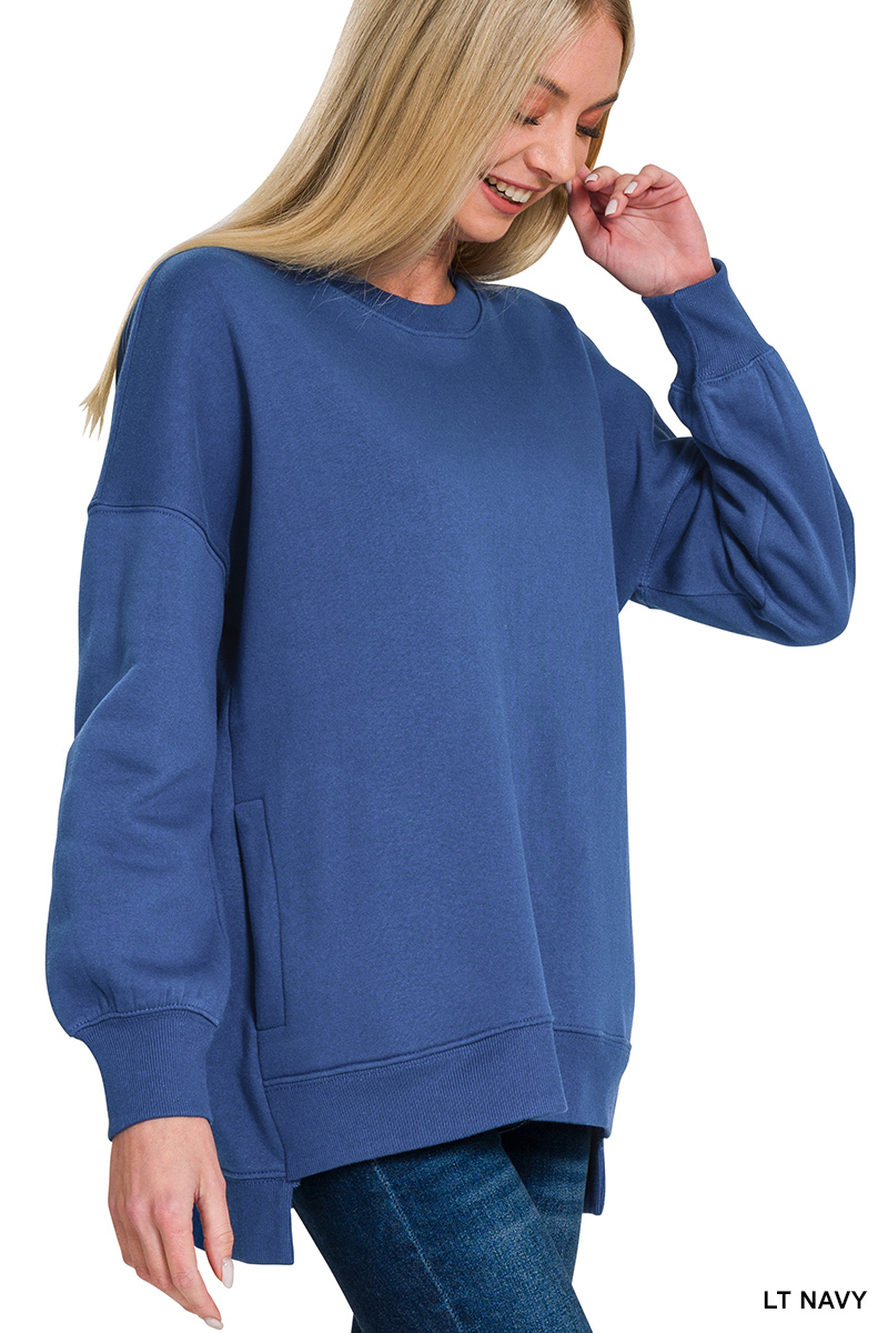 Fleece Hi-low Boyfriend Sweatshirts with Pockets