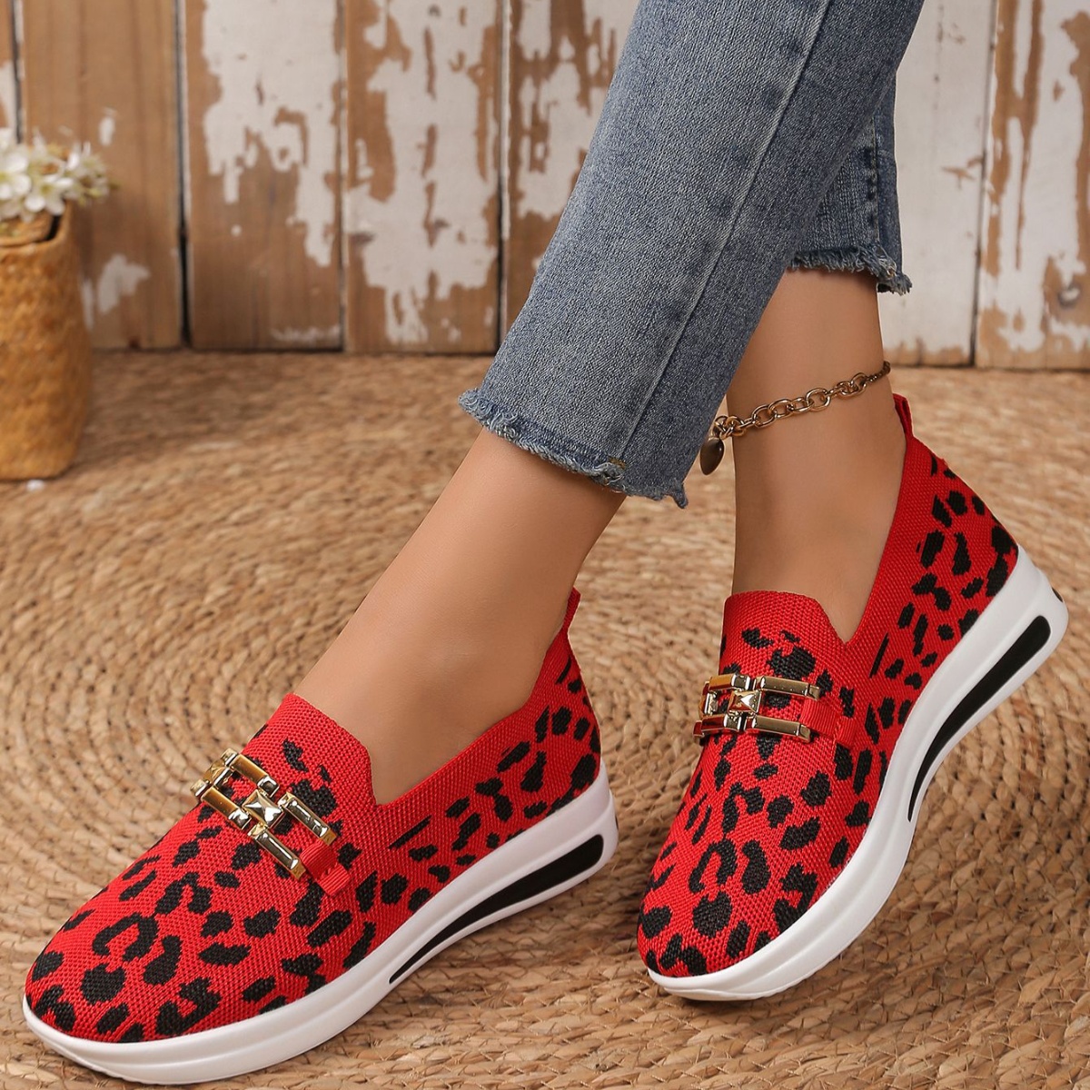 Leopard Round Toe Slip-Ons