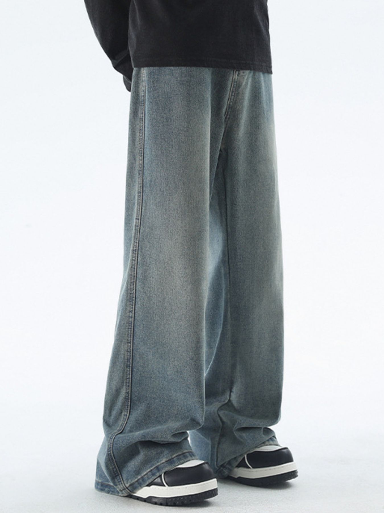 Men's Plus Size Vintage Wash Wide Leg Jeans