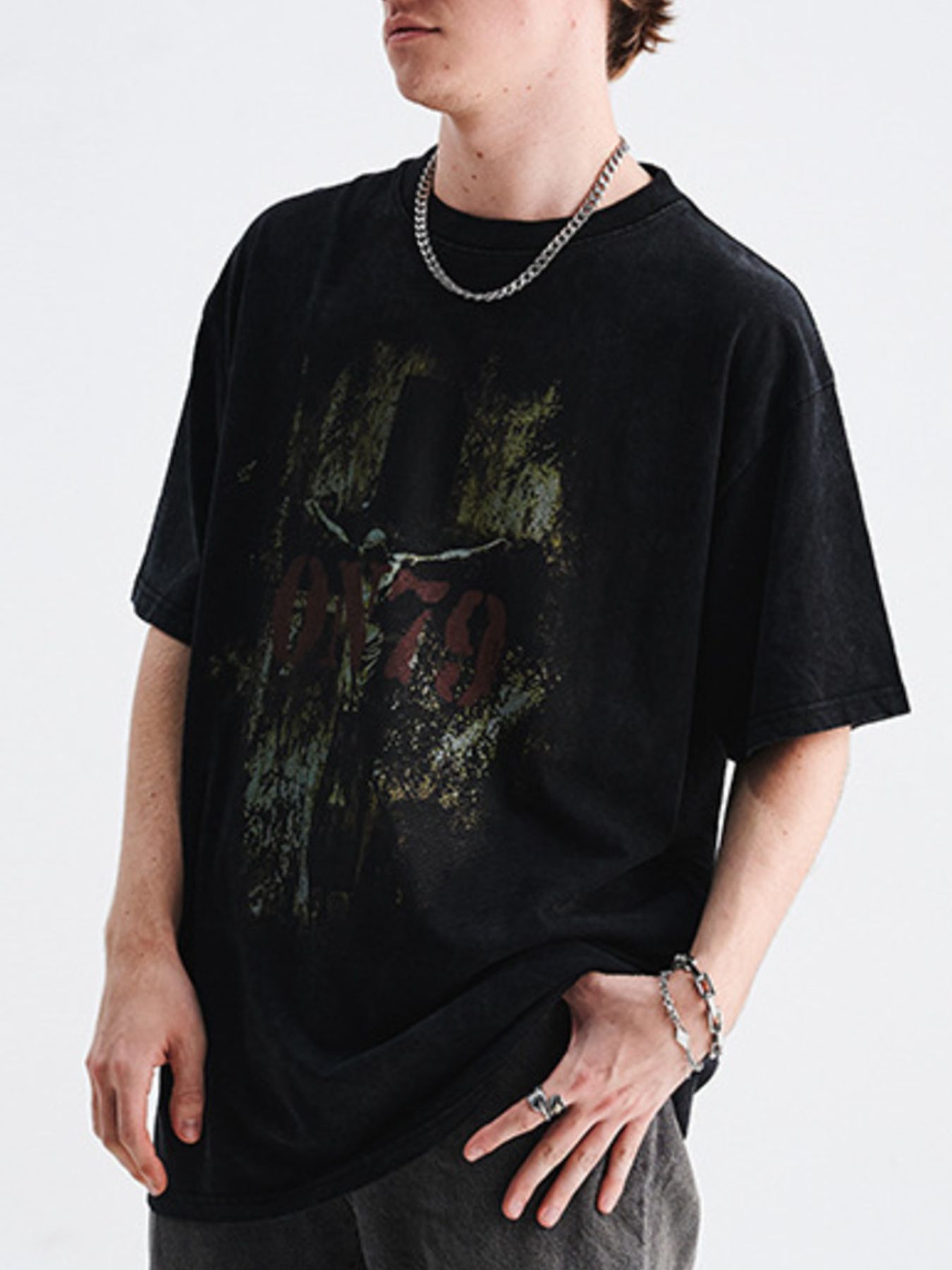 Men's Vintage Graphic Round Neck Oversized T-Shirt