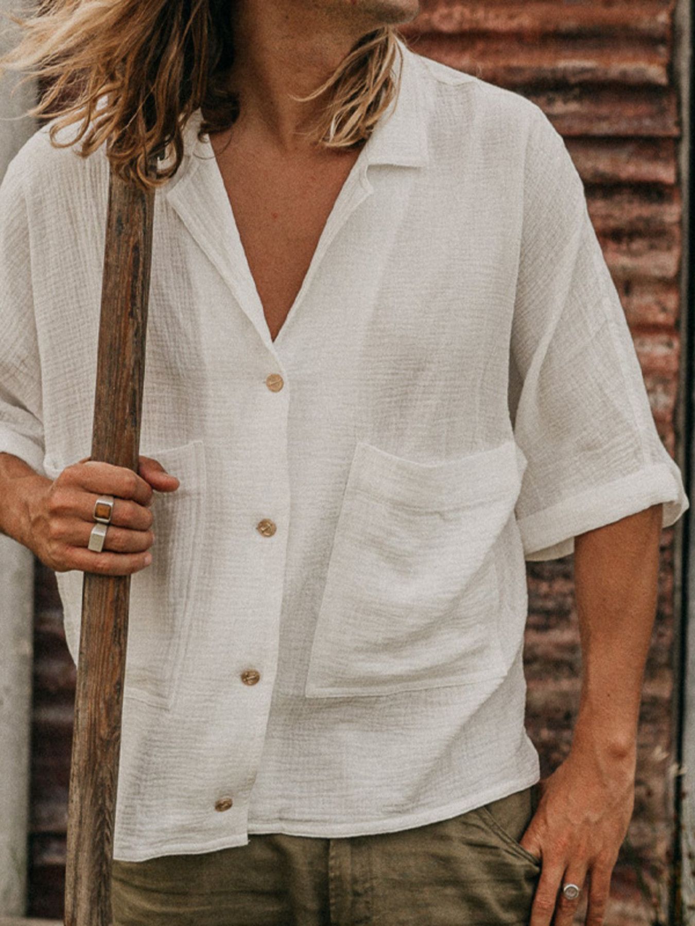 Men's Full Size Button Up Half Sleeve Shirt Plus Size