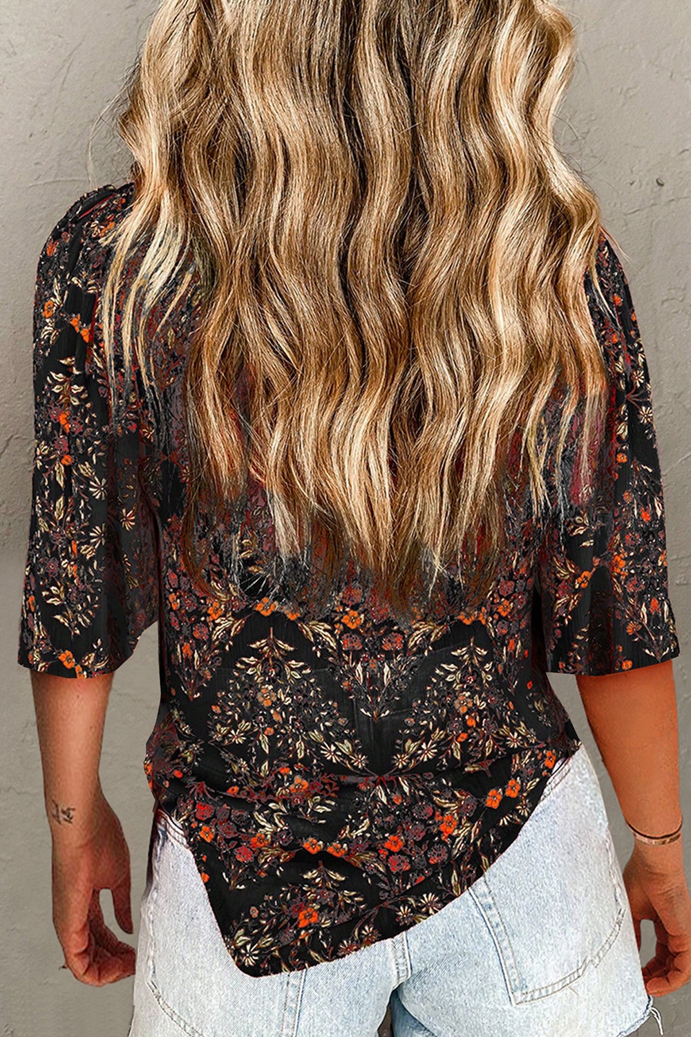 Vintage Floral Print Button-Down Shirt