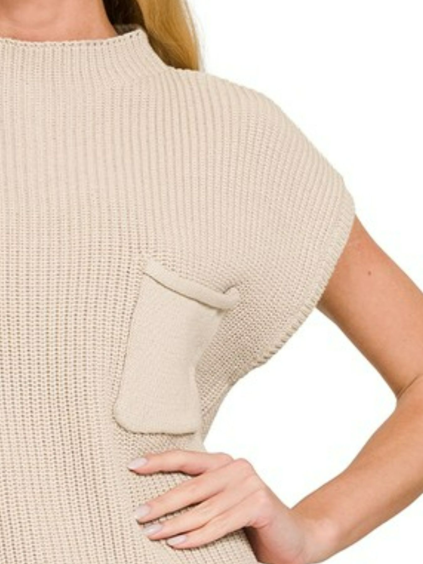 Mock Neck Short Sleeve Sweater