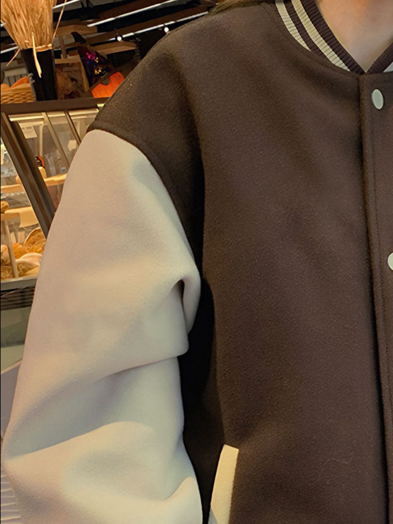 Color Block Snap Down Baseball Jacket