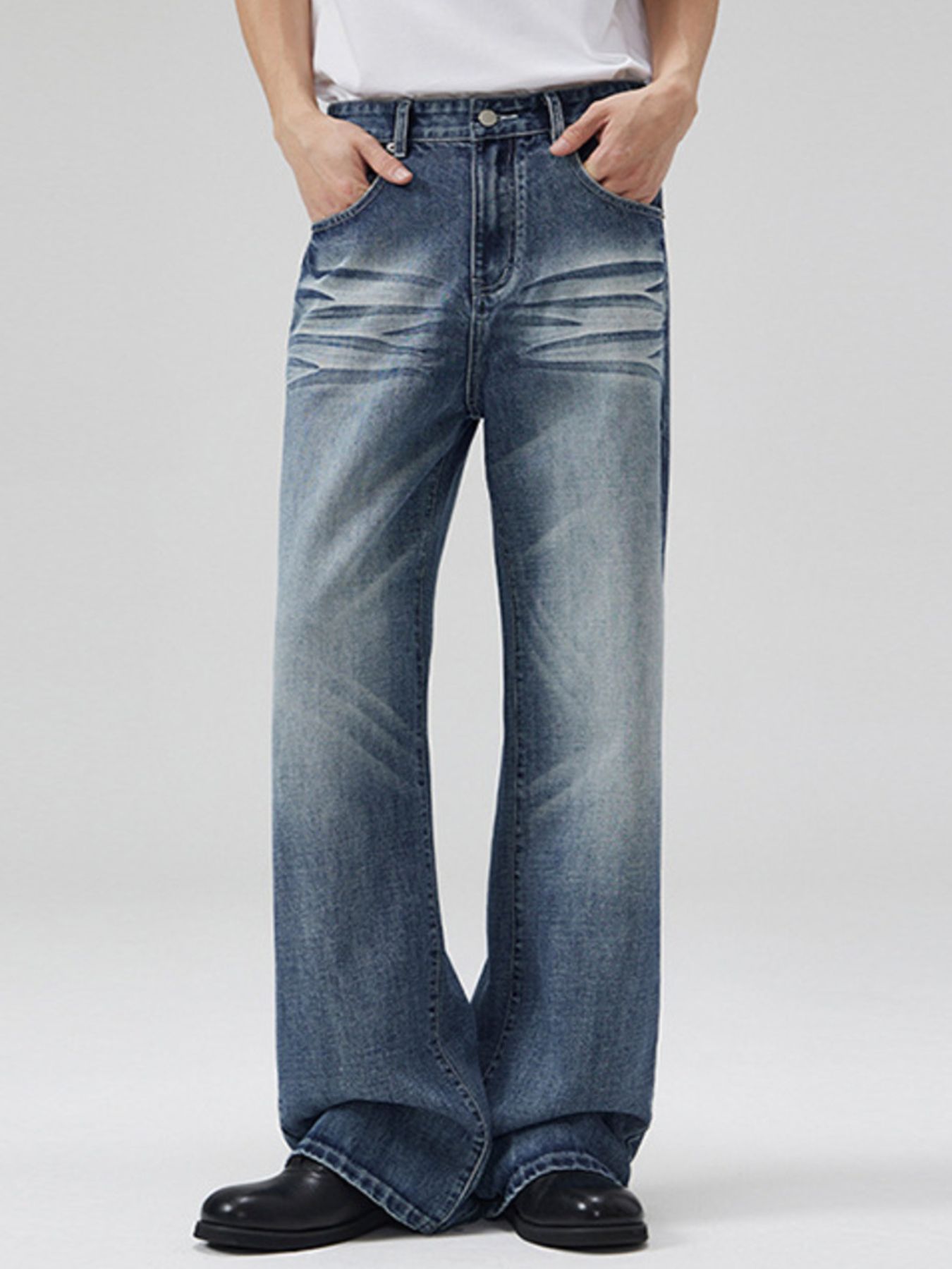 Men's Full Size Wide Leg Wash Jeans Plus Size