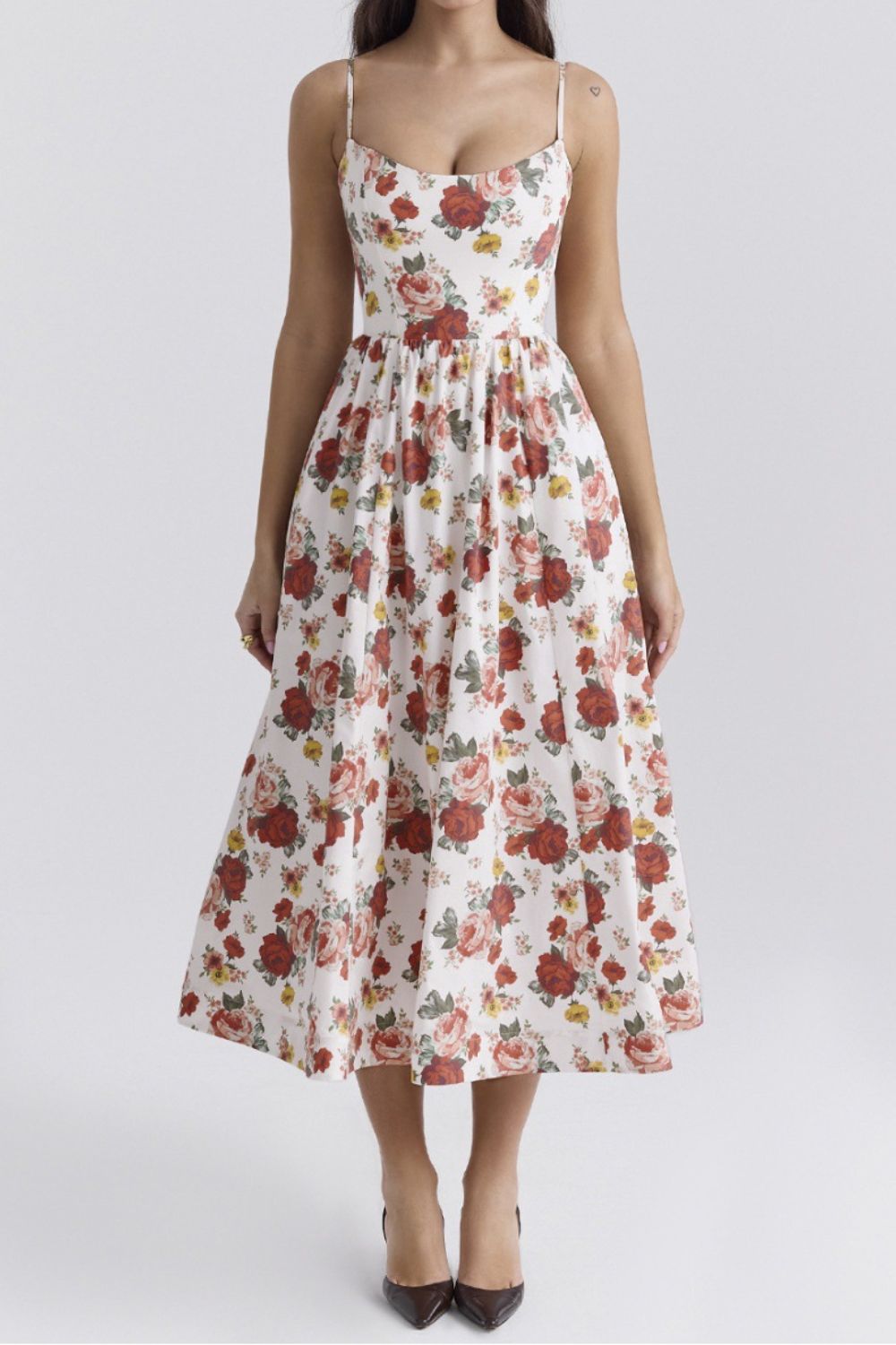 Floral Print Spaghetti Strap Midi Dress