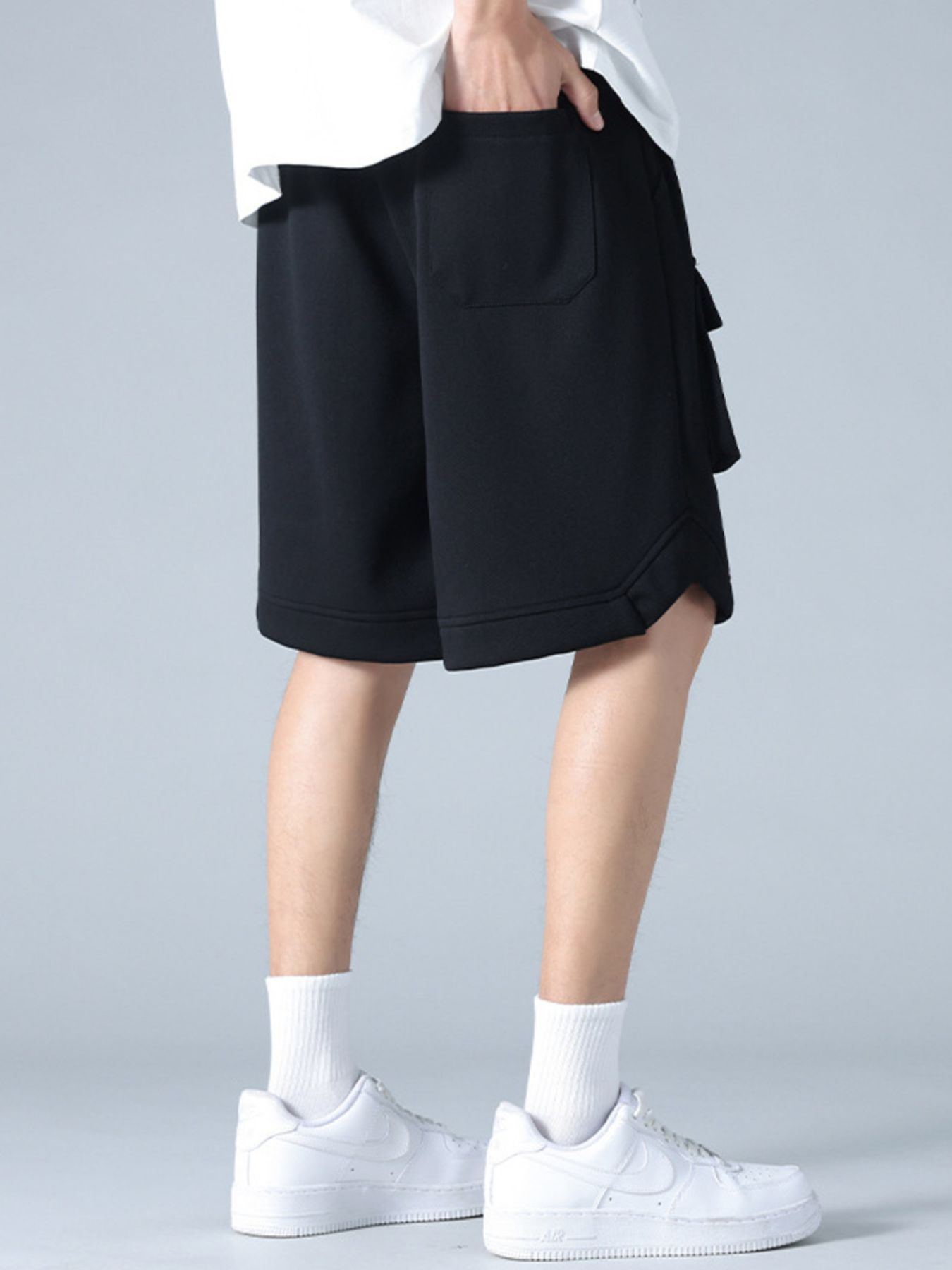 Men's Plus Size Casual Cargo Shorts with Drawstring