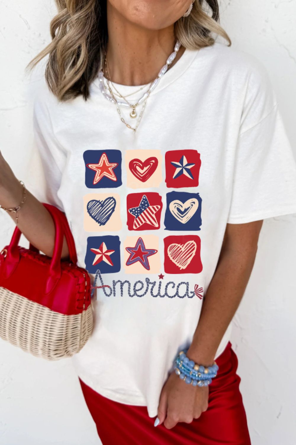 American Heart Star Checkered Graphic Tee