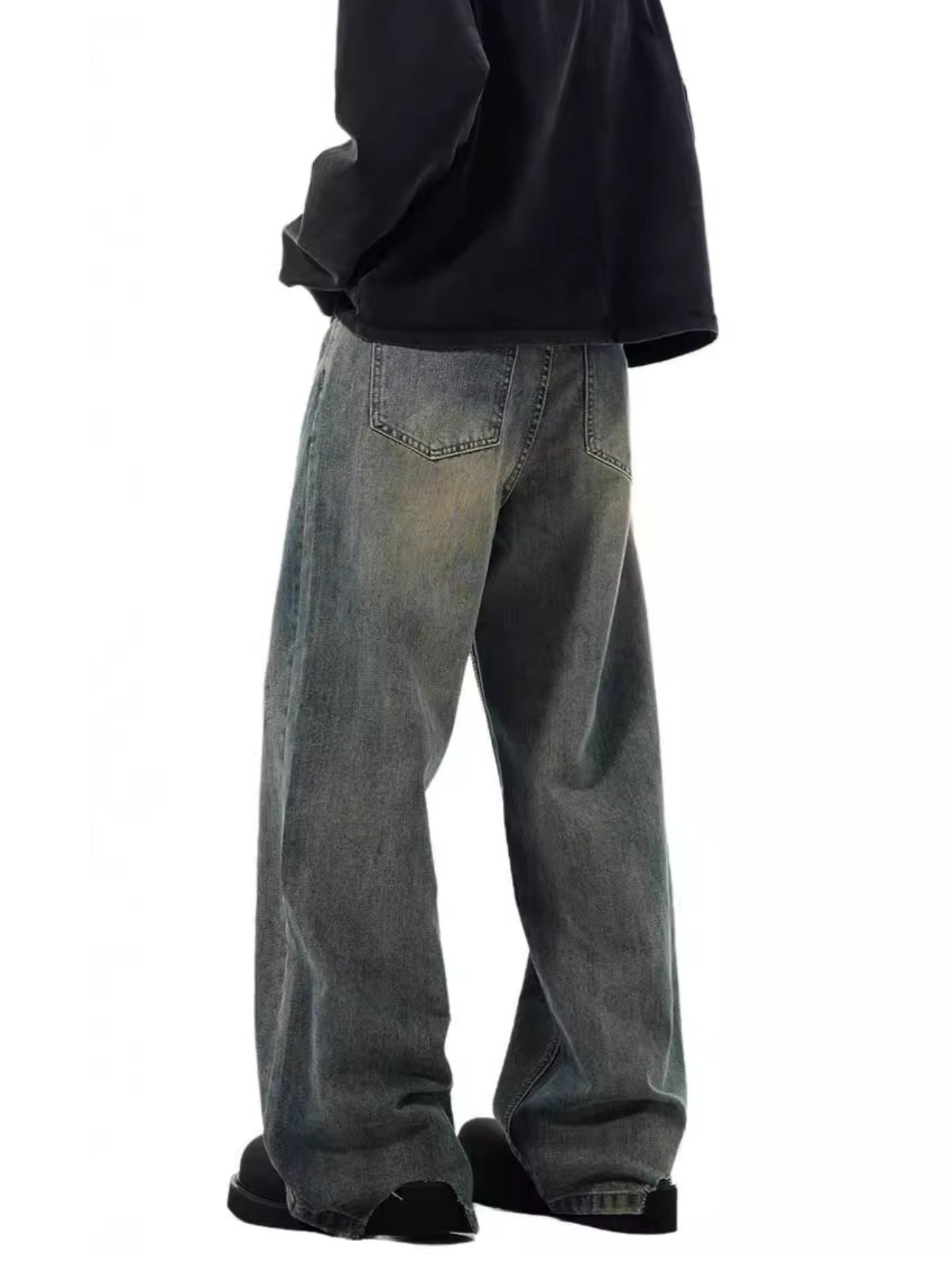 Men's Full Size Vintage Wash Wide Leg Jeans Plus Size