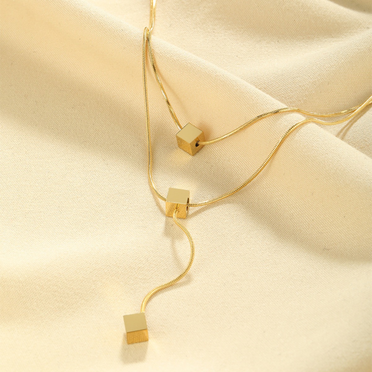 18K Gold-Plated Double Layered Geometric Necklace