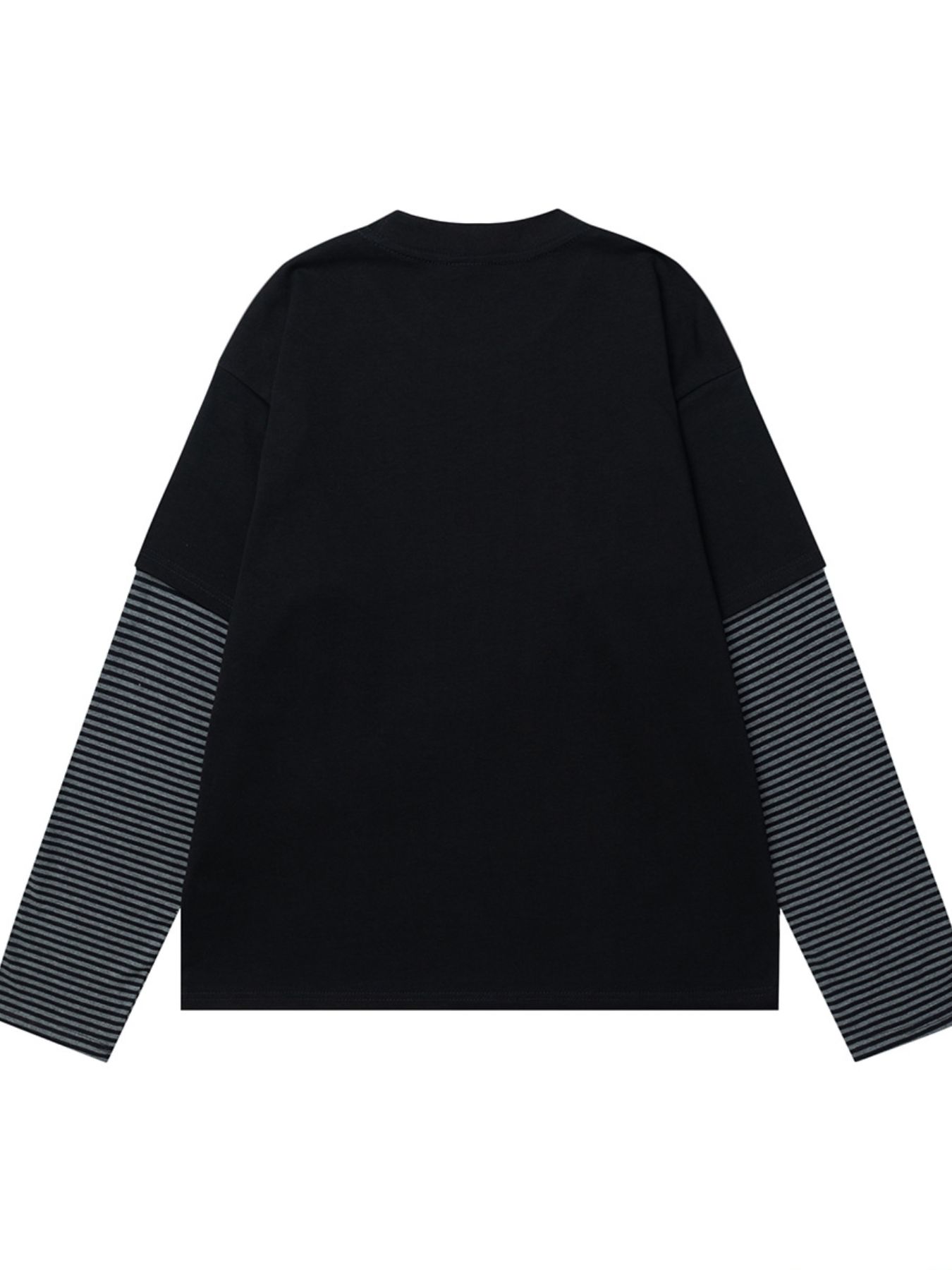 Men's Graphic Round Neck Striped Sleeve T-Shirt