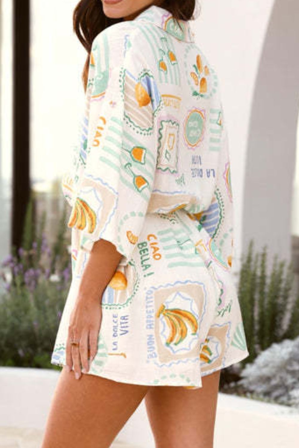 Printed 3/4 Sleeve Romper