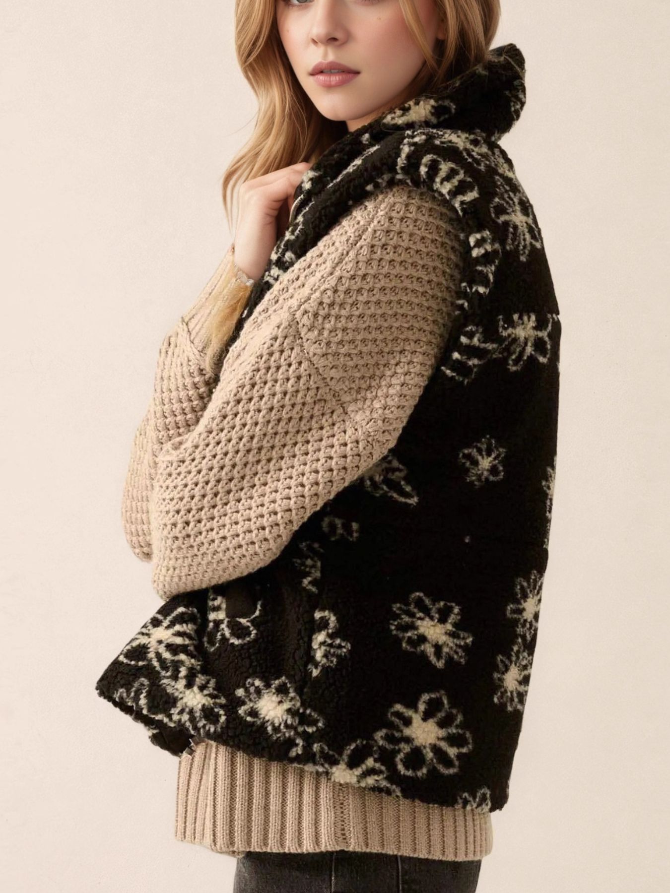 Zip Up Vest Coat with Pockets