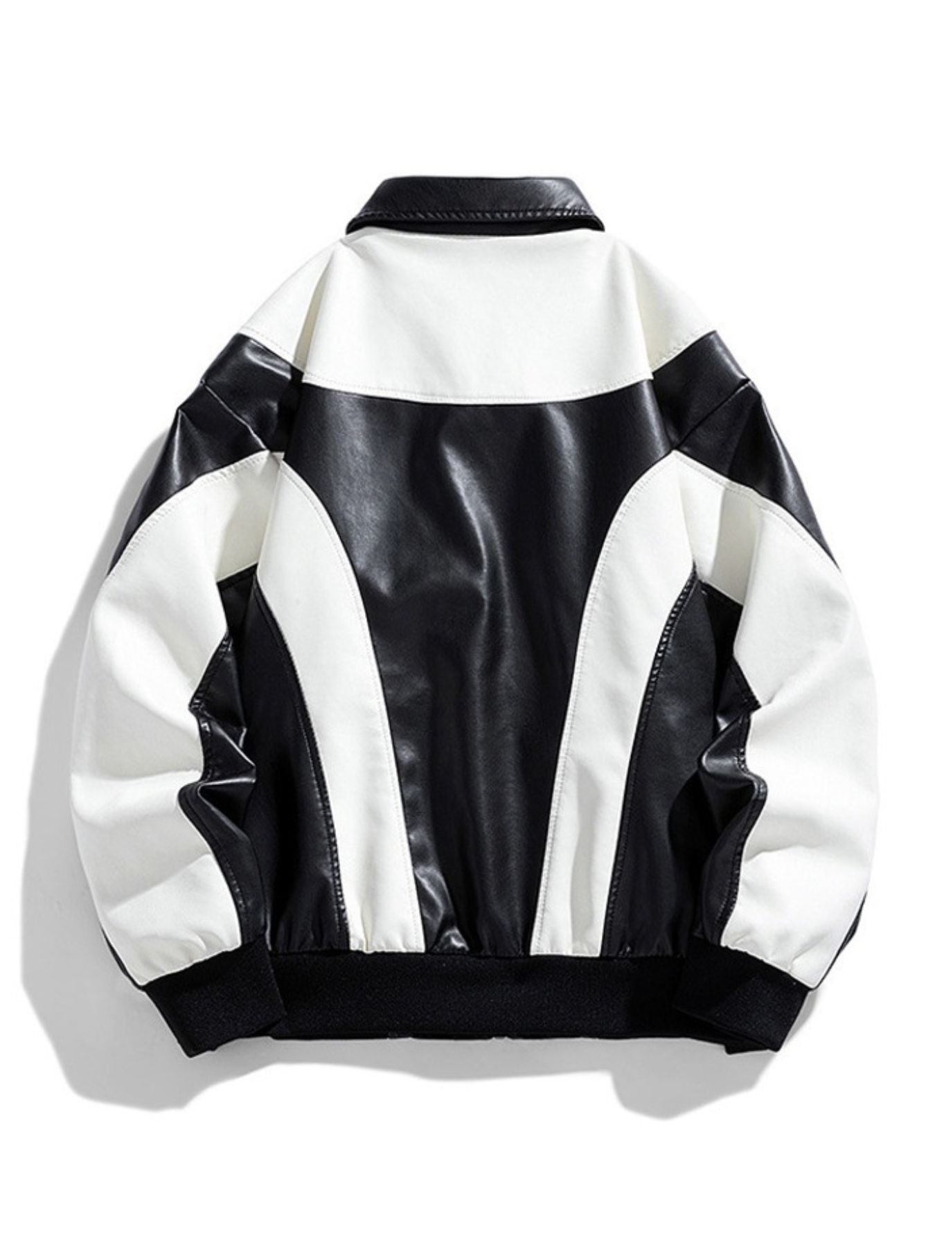 Men's Two-Tone Retro Style Faux Leather Jacket