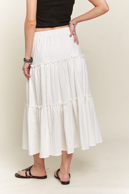 Rhinestone Accent Tiered Skirt