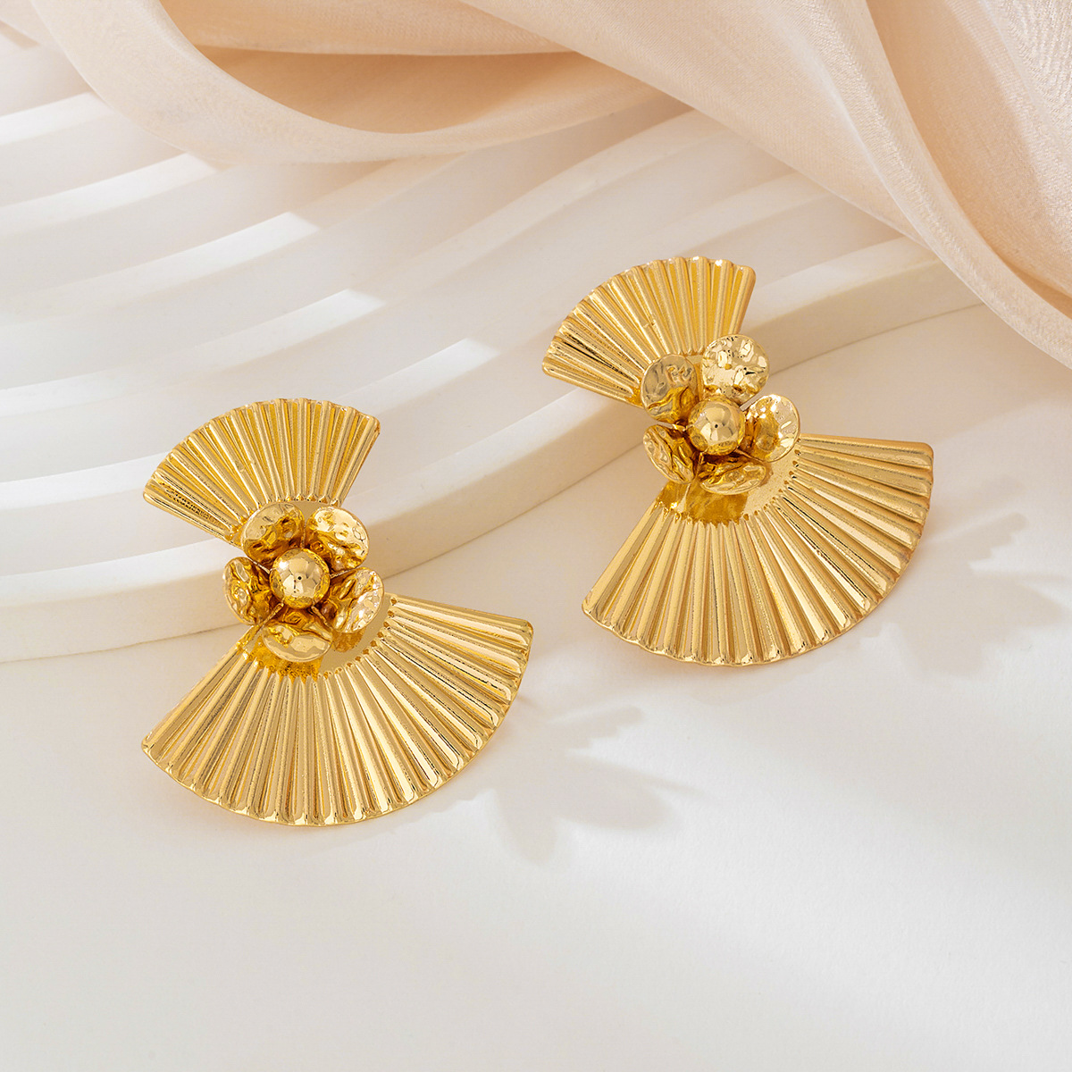 18K Gold-Plated Alloy Fan Earrings