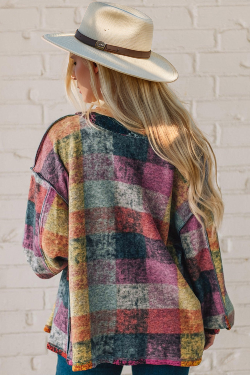 Full Size Exposed Seam Button Up Fleece Shacket