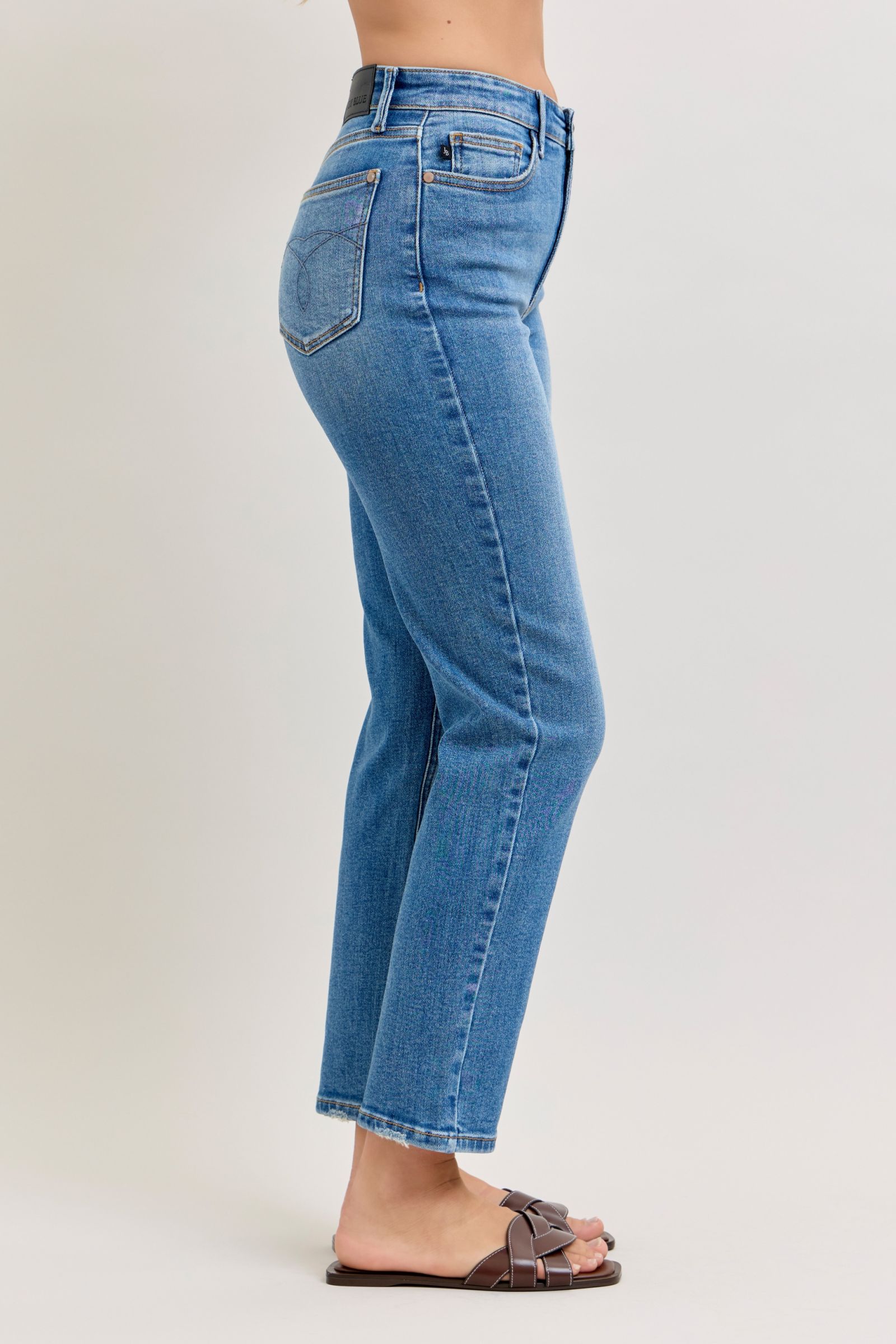 High-Waisted Straight-Leg Jeans