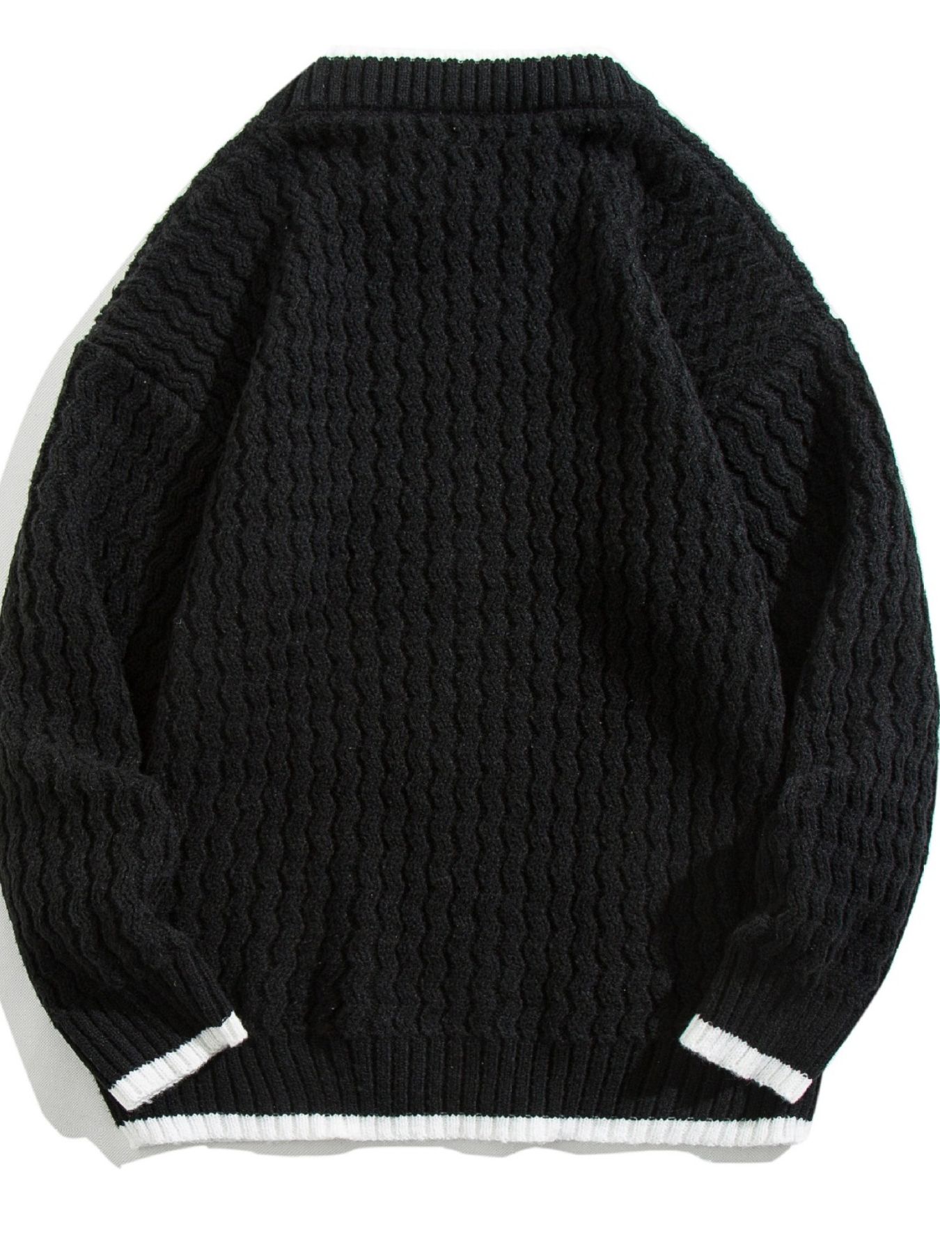 Men's Plus Size Round Neck Textured Knit Sweater