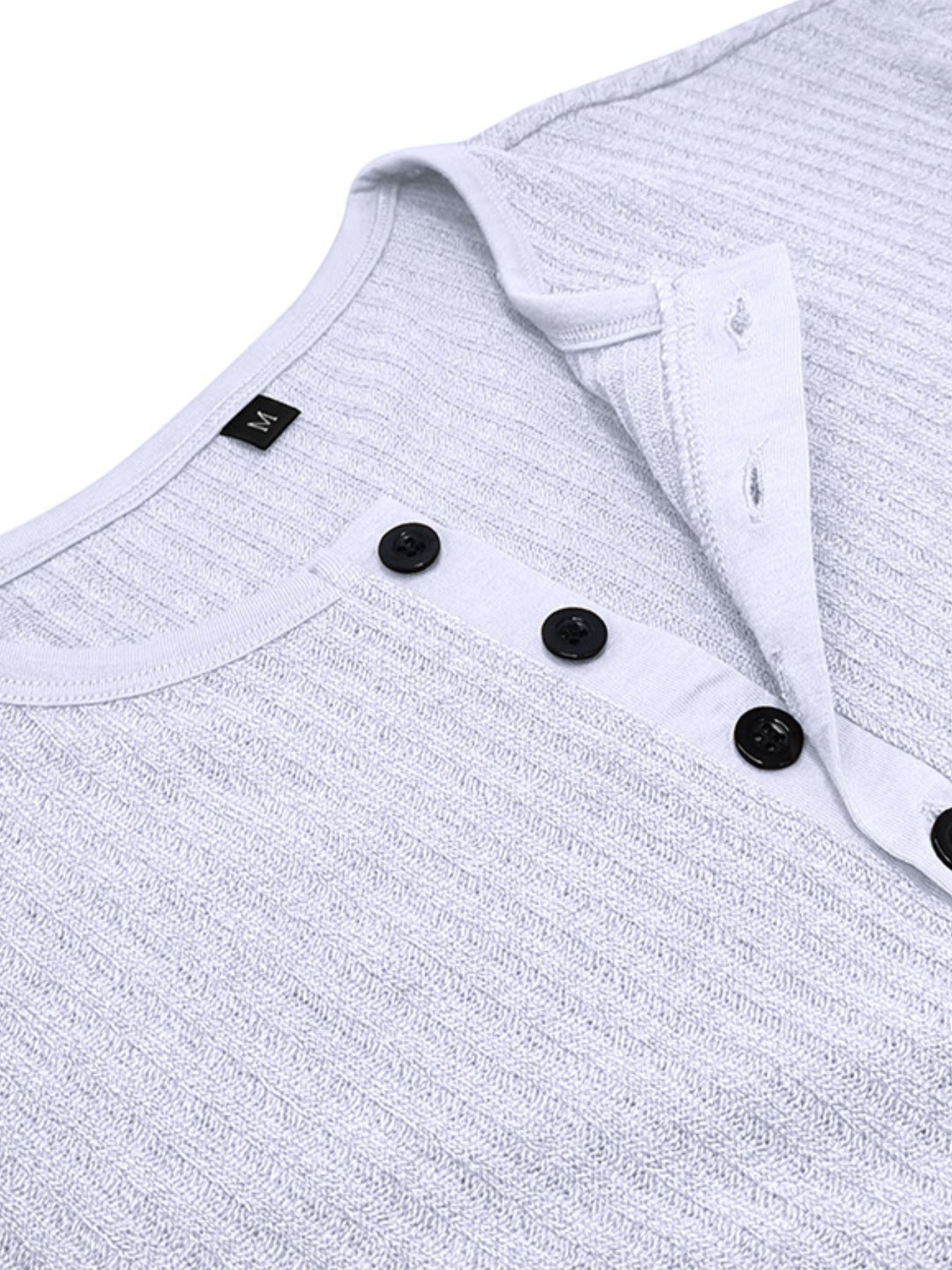 Men's Full Size Slim Fit Ribbed Henley Polo Shirt Plus Size