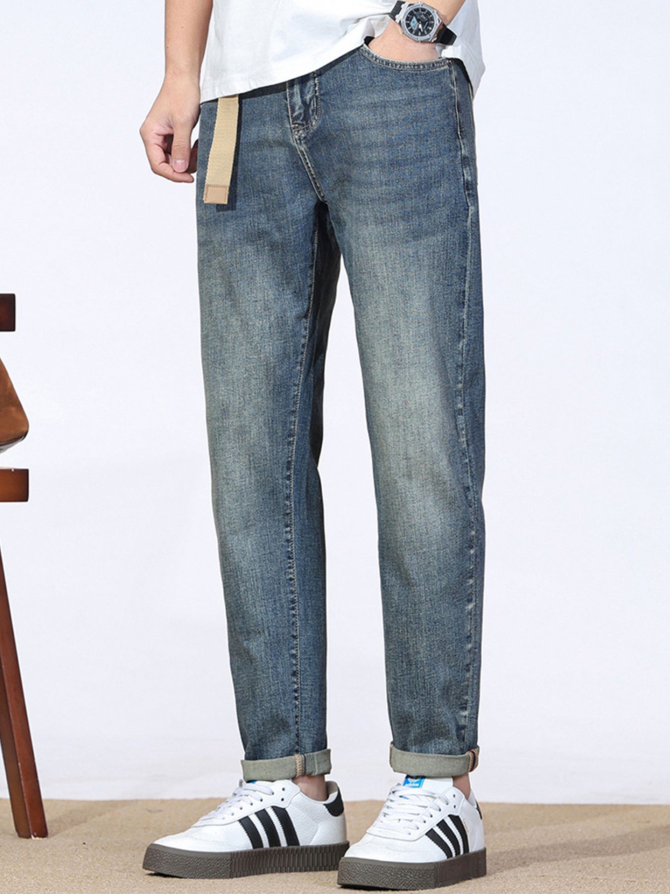 Men's Wash Straight Leg Jeans