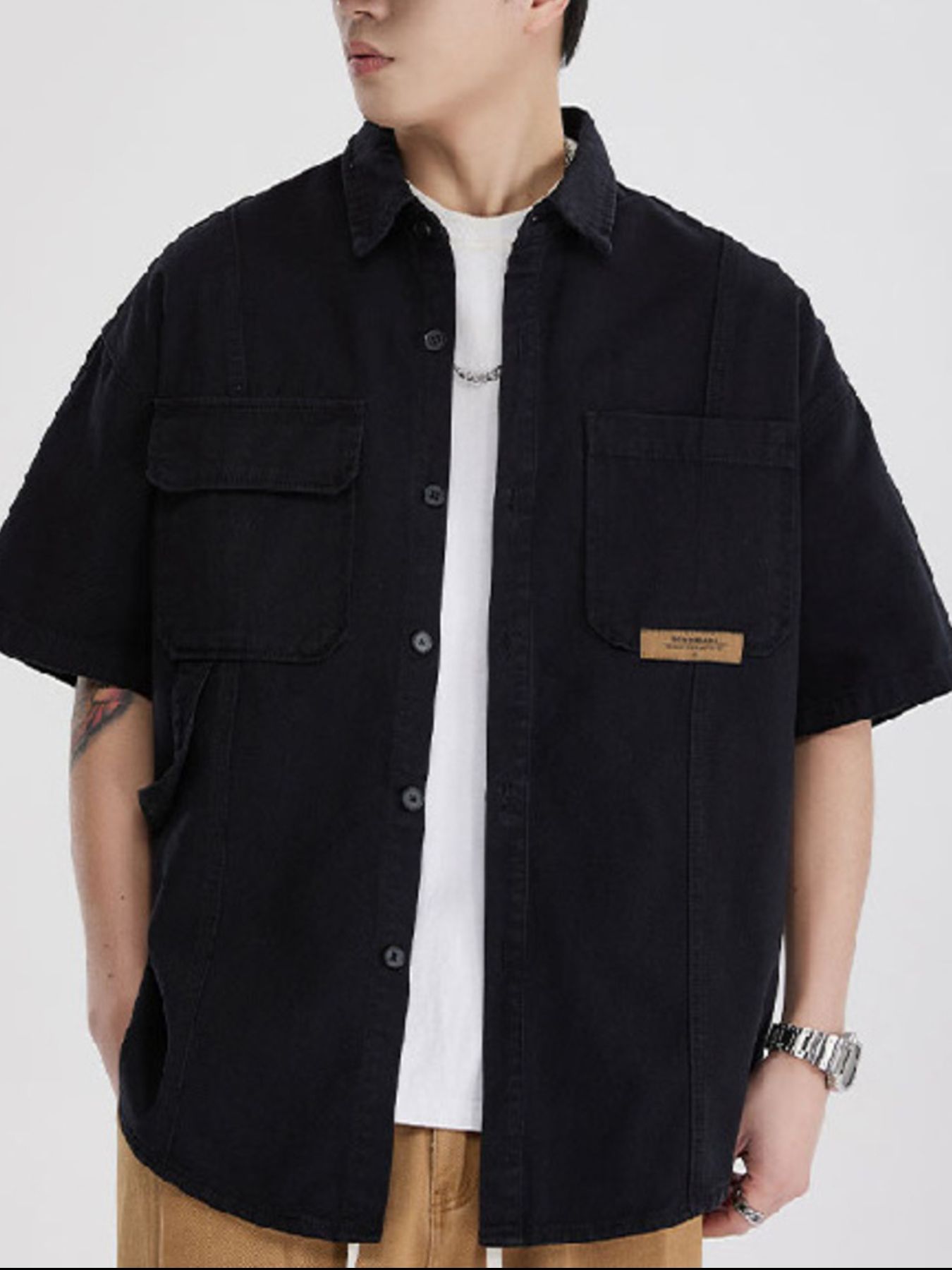 Men's Full Size Button Up Half Sleeve Shirt Plus Size