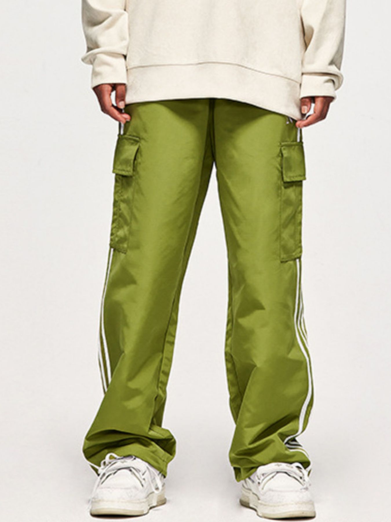 Men's Side Striped Wide Leg Cargo Pants