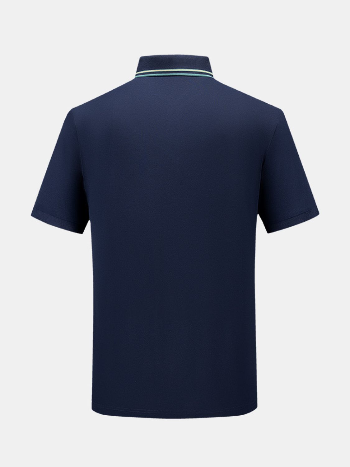 Men's Short Sleeve Breathable Polo with Striped Collar