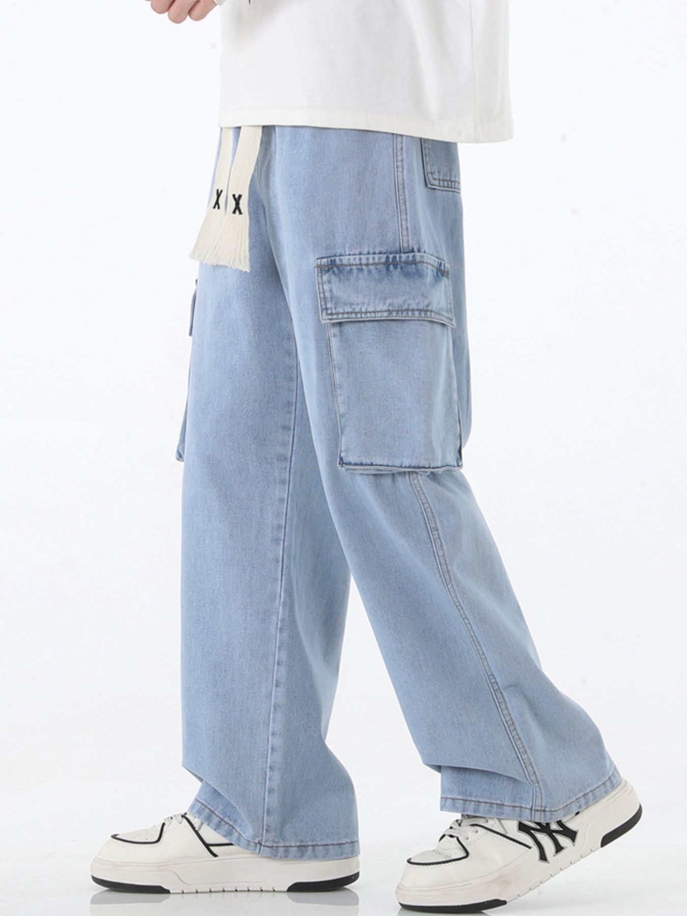 Men's Full Size Wide Leg Cargo Jeans Plus Size