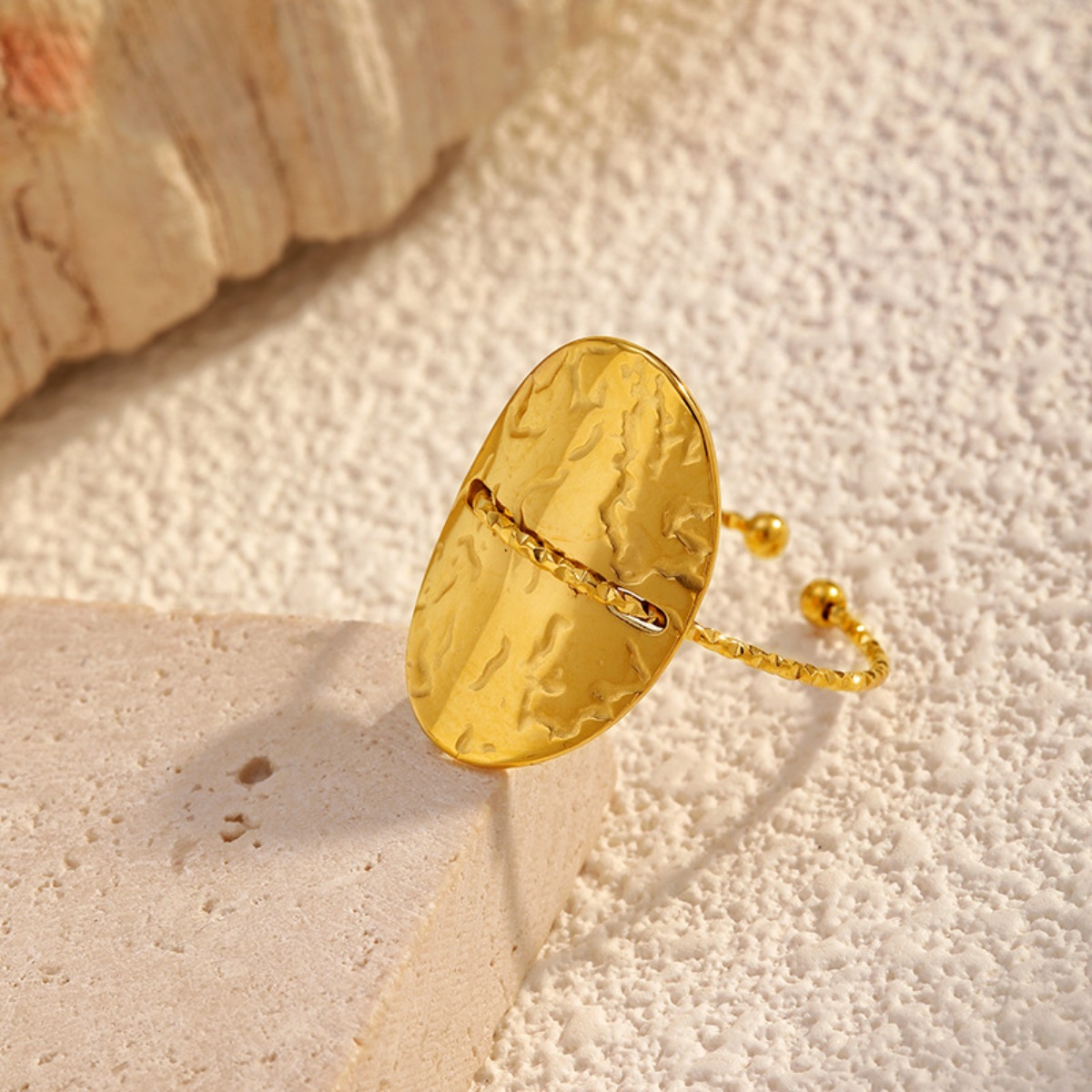 Hammered Disc Open Ring