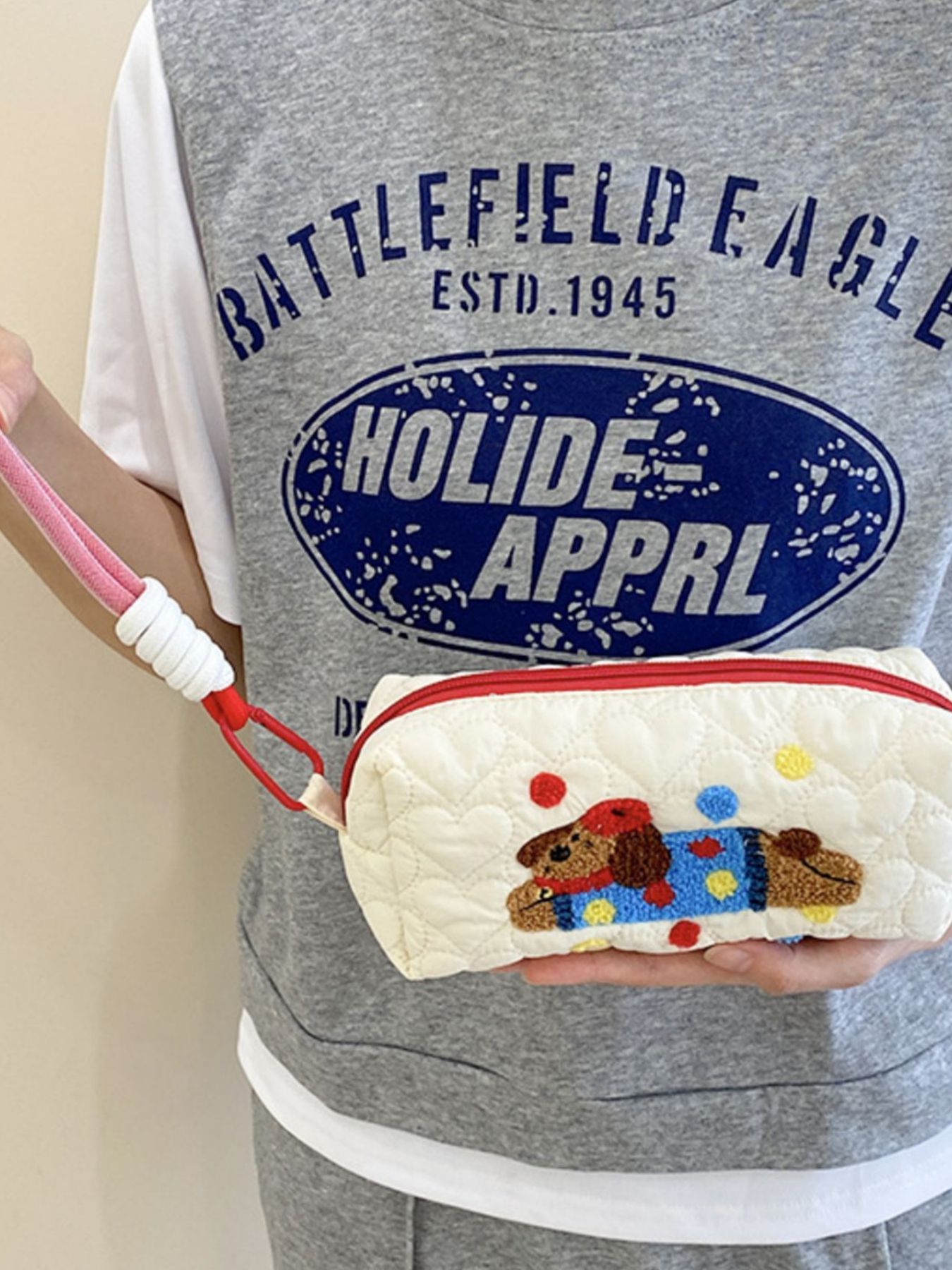 Dog Quilted Wristlet