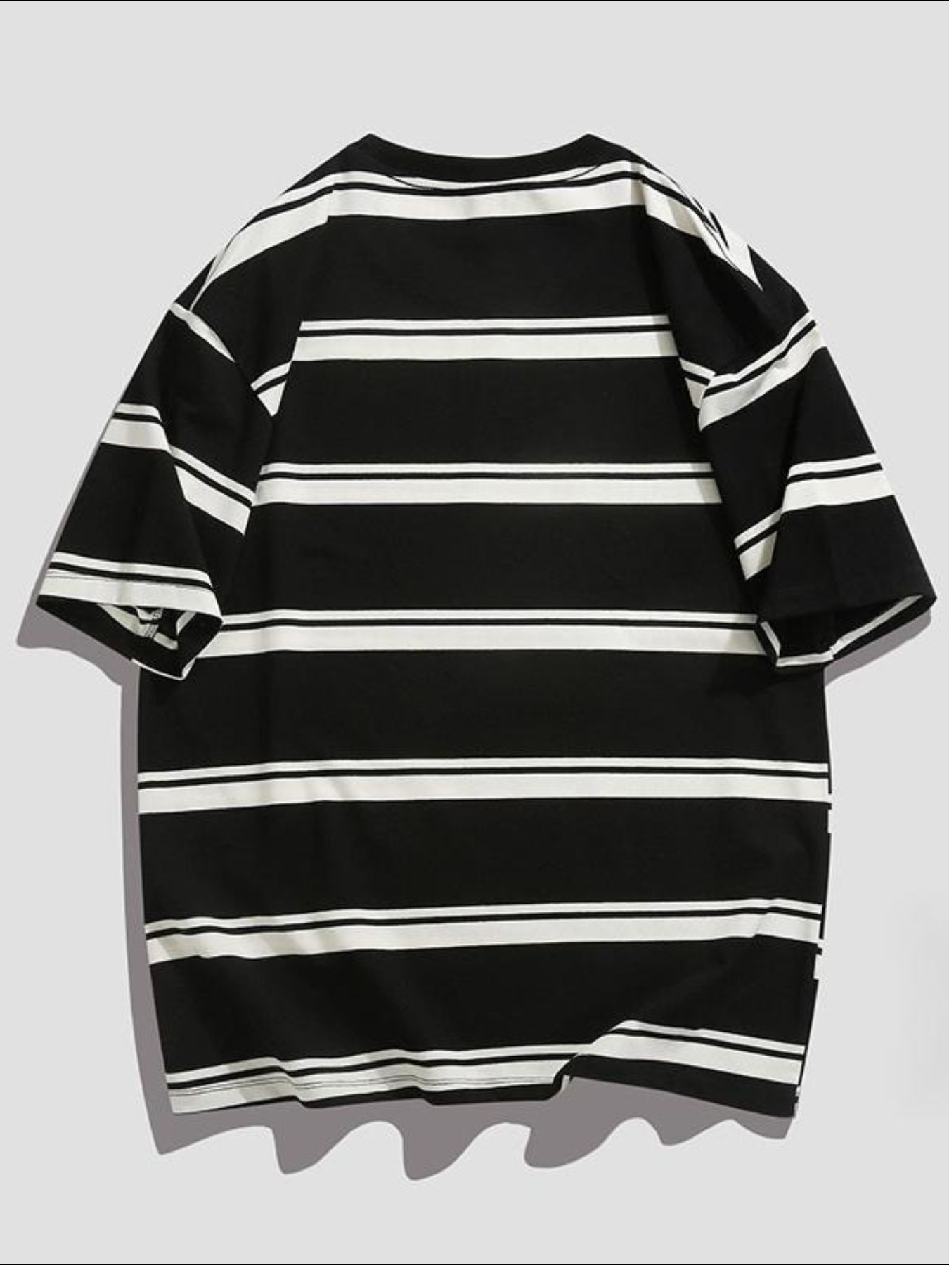 Men's Plus Size Striped Round Neck Oversized T-Shirt