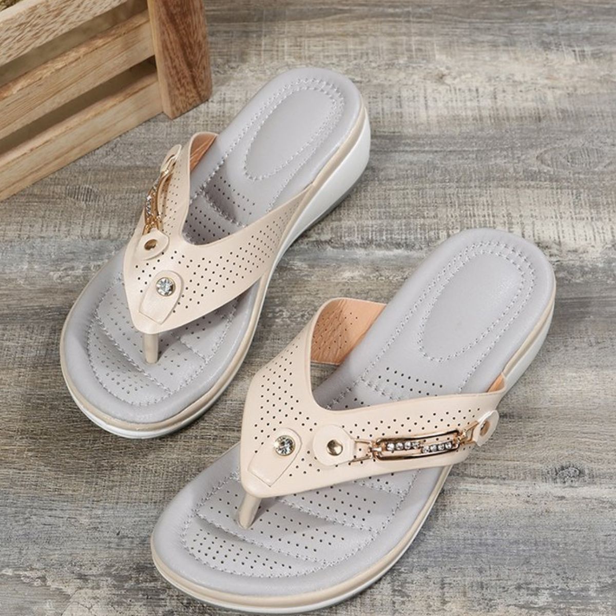 Toe Post Wedge Sandals