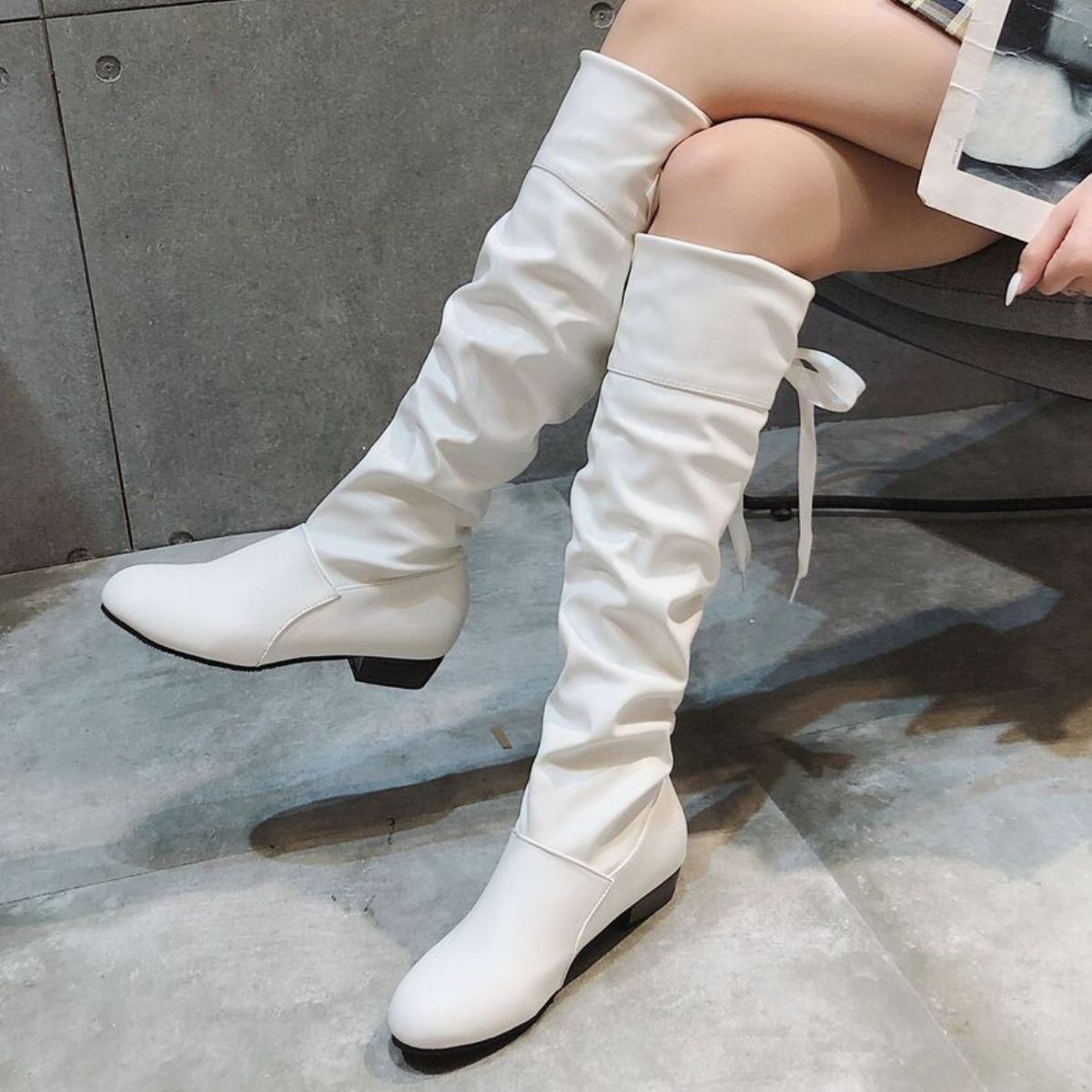 Round Toe Low Heel Boots