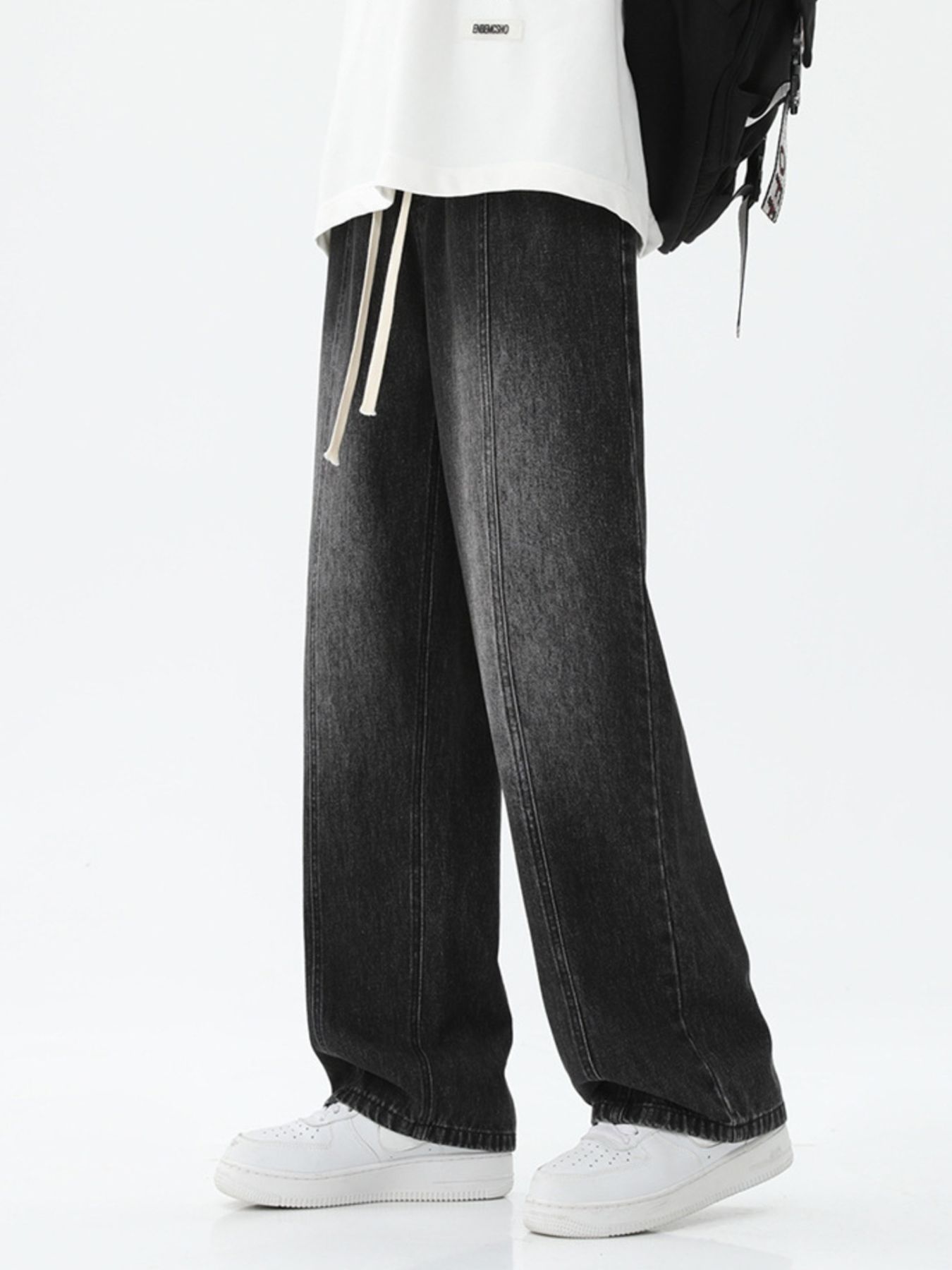 Men's Full Size Wash Wide Leg Jeans Plus Size