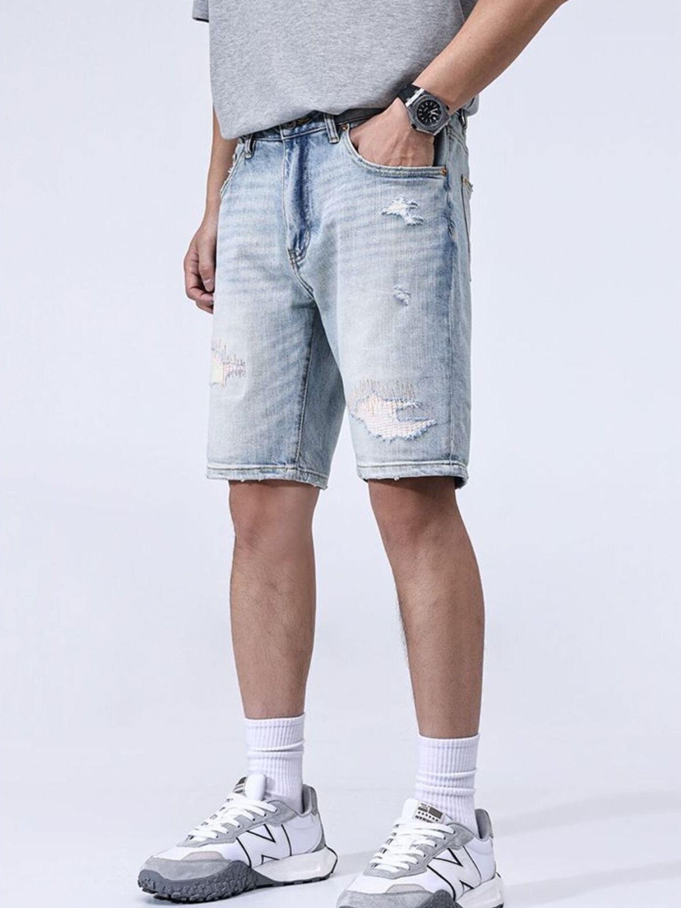 Men's Distressed Denim Shorts
