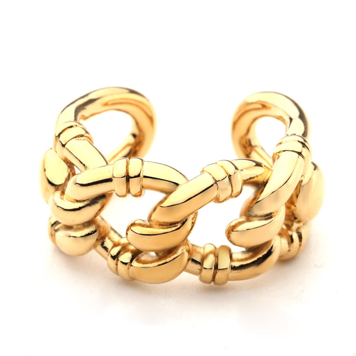 18K Gold-Plated Chain Link Open Ring