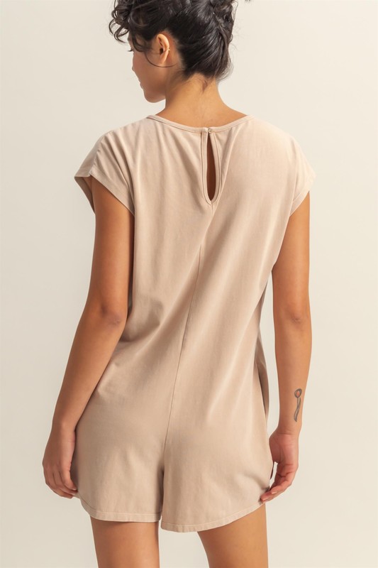 Round Neck Cap Sleeve Relaxed Fit Breezy Romper