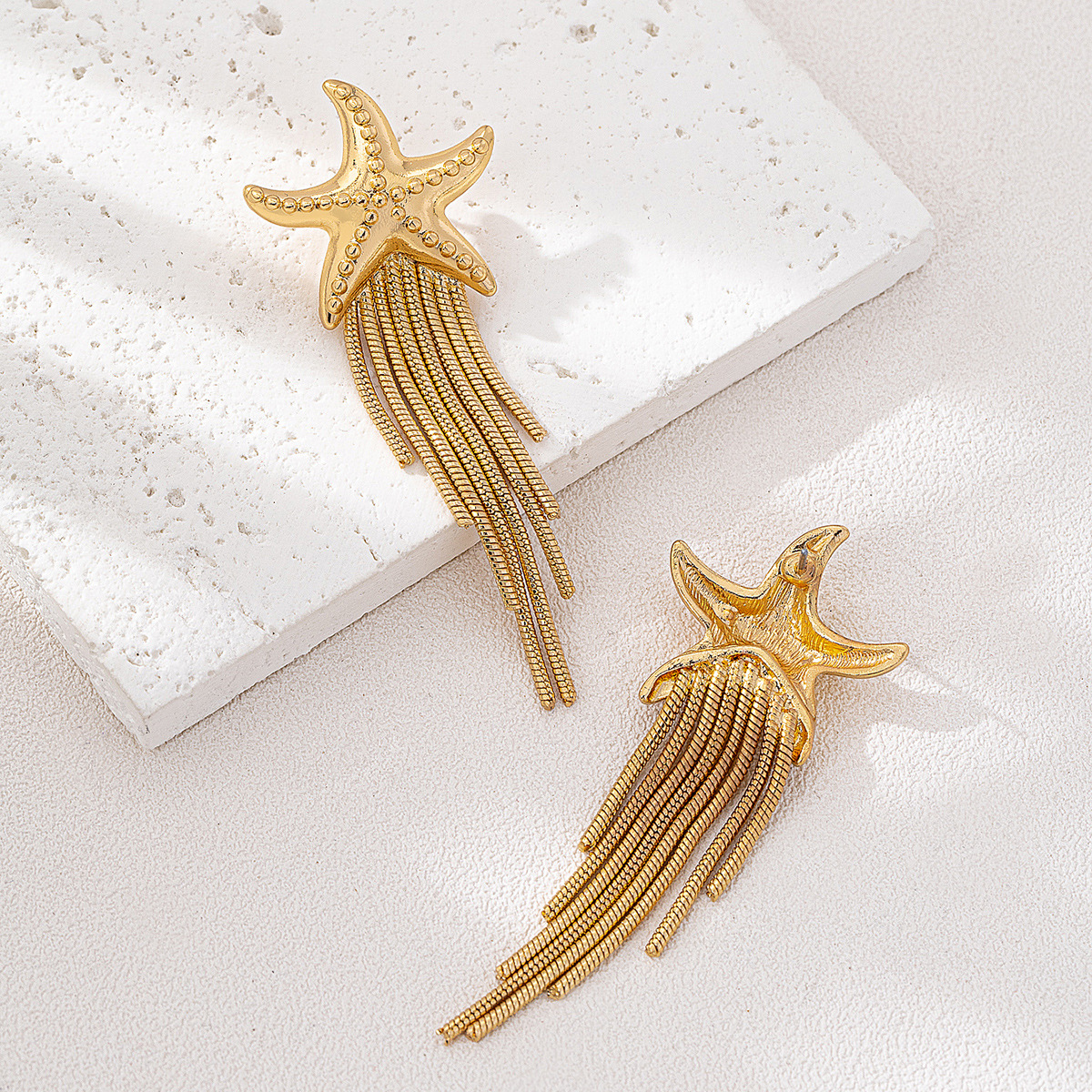 18K Gold-Plated Starfish Fringe Drop Earrings