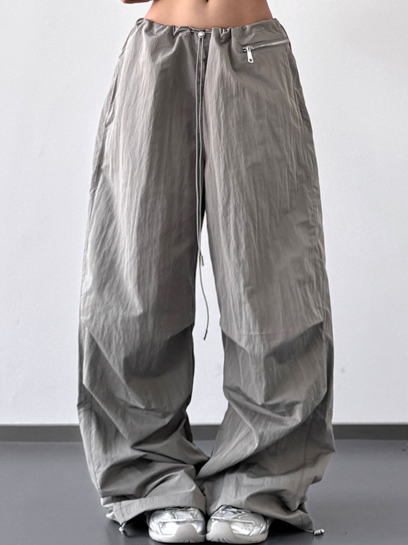 Drawstring Wide Leg Cargo Pants