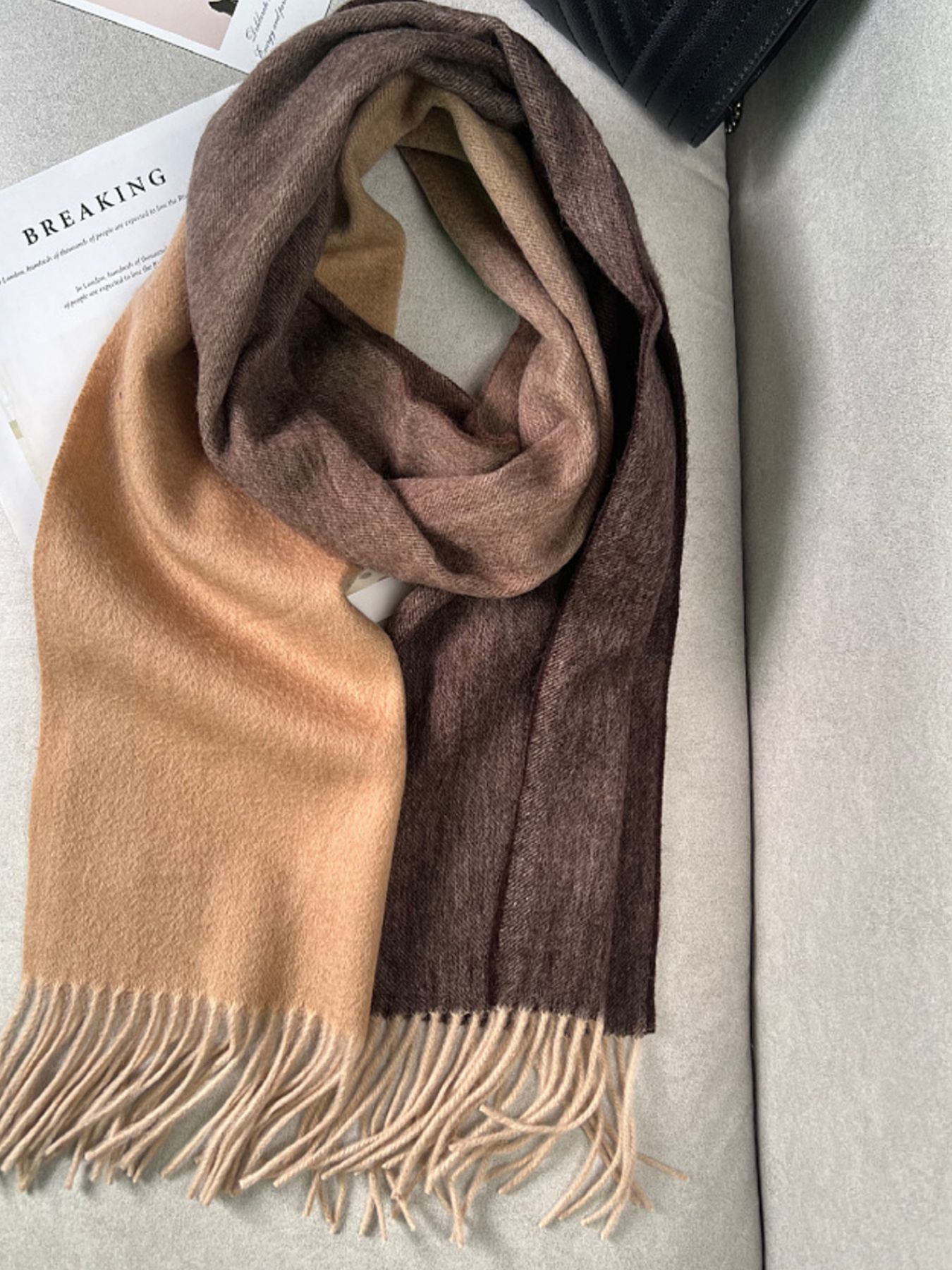 Color Block Fringe Scarf