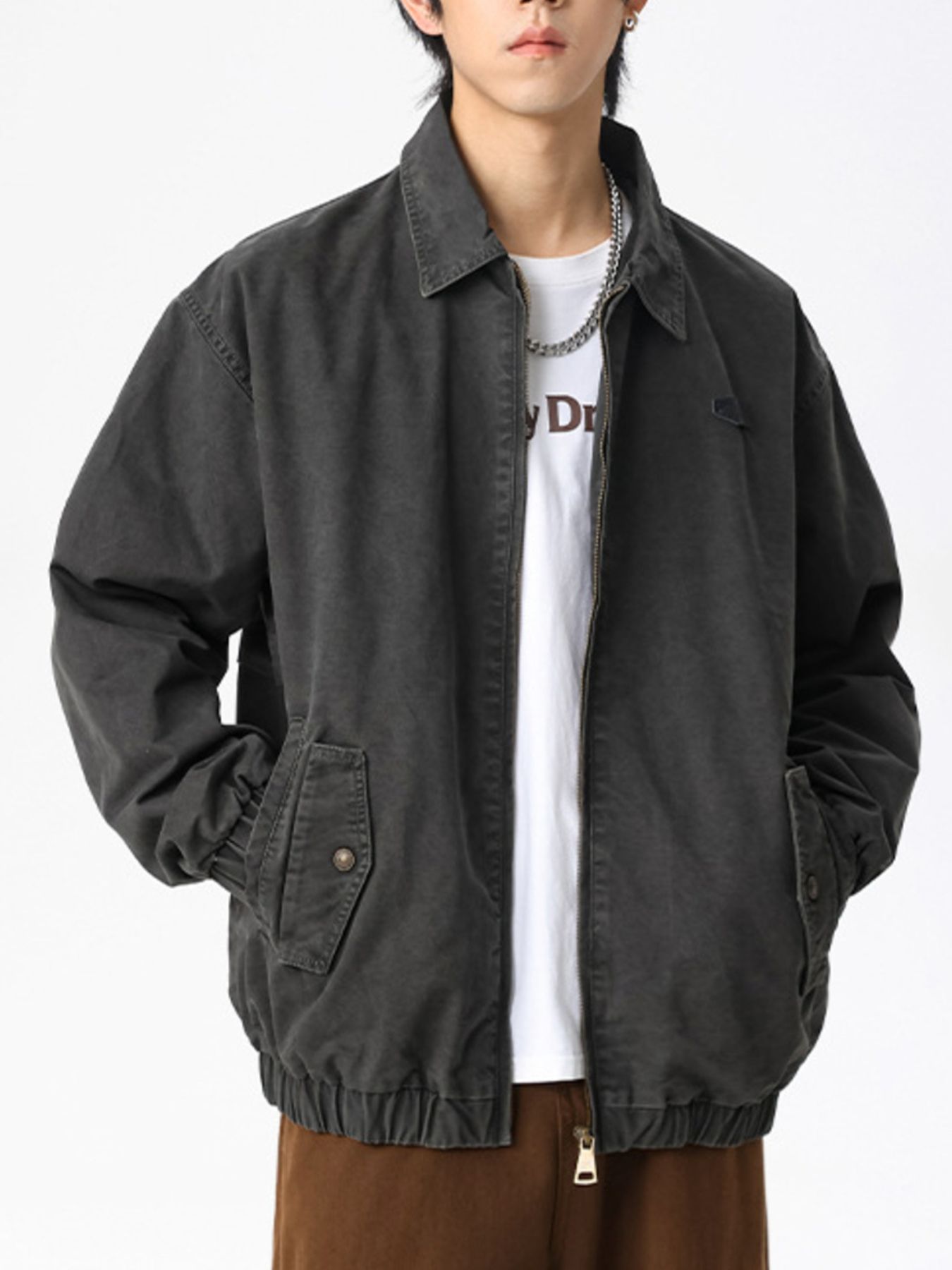 Men's Plus Size Zip Up Long Sleeve Jacket