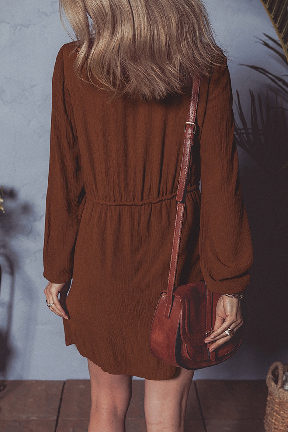 Floral Embroidered Long Sleeve Mini Dress