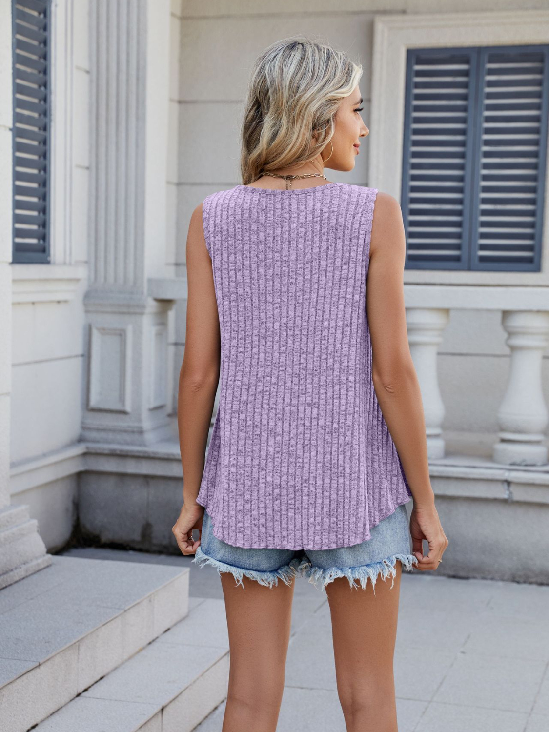 Ribbed Round Neck Tank